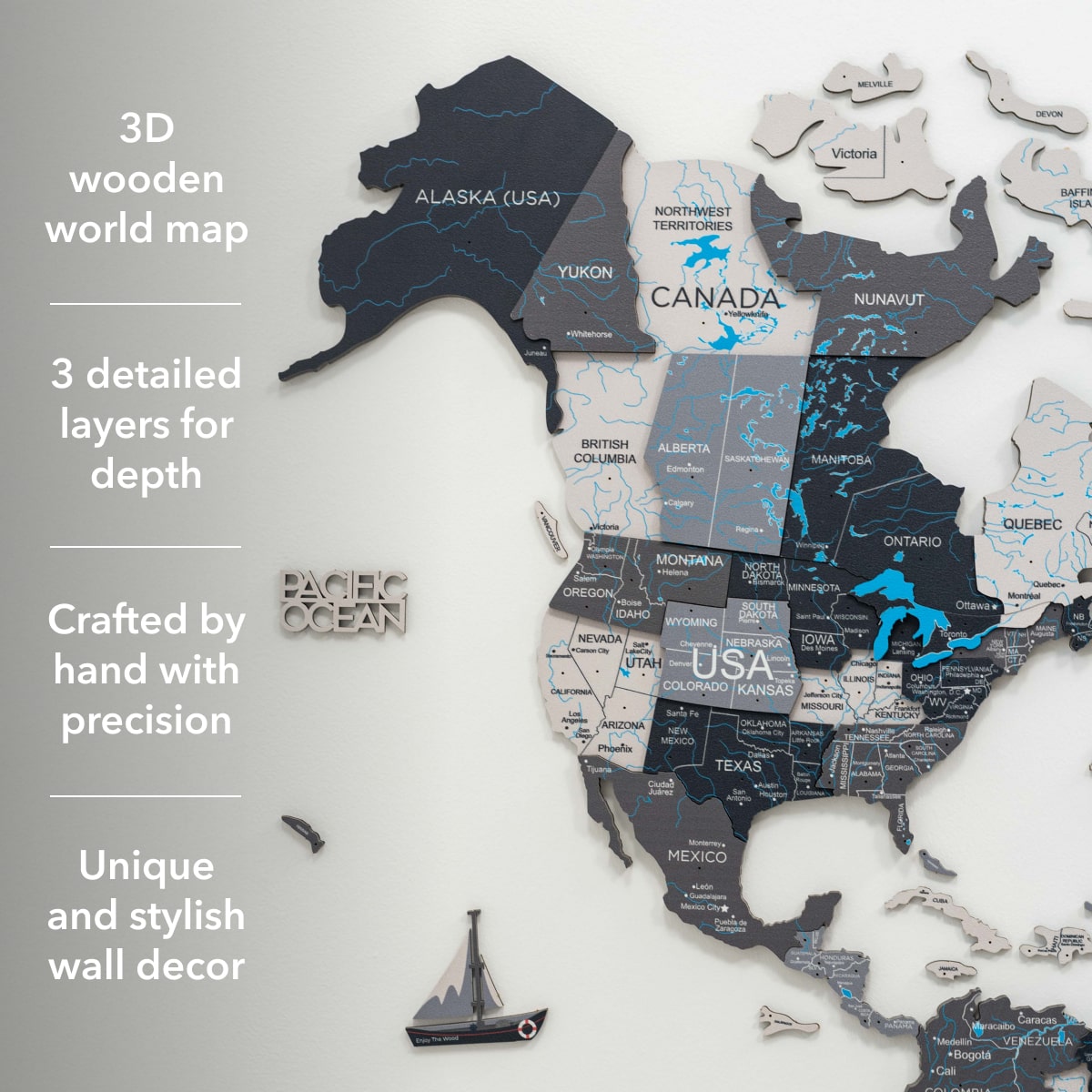 3D Wooden World Map Nordik ‣ From Enjoy The Wood