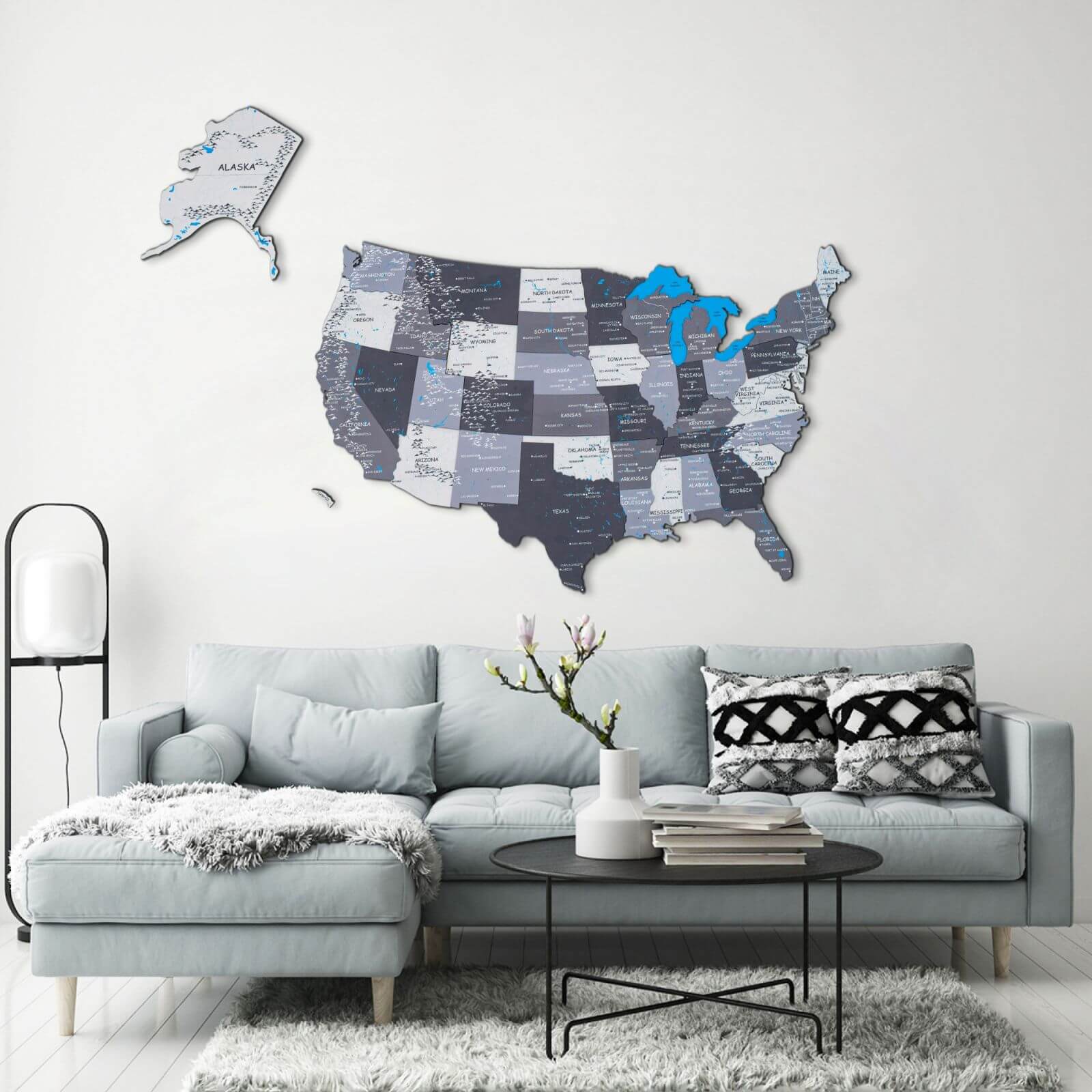 3d us map wall art