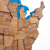 Wooden 3d Map of USA Oak