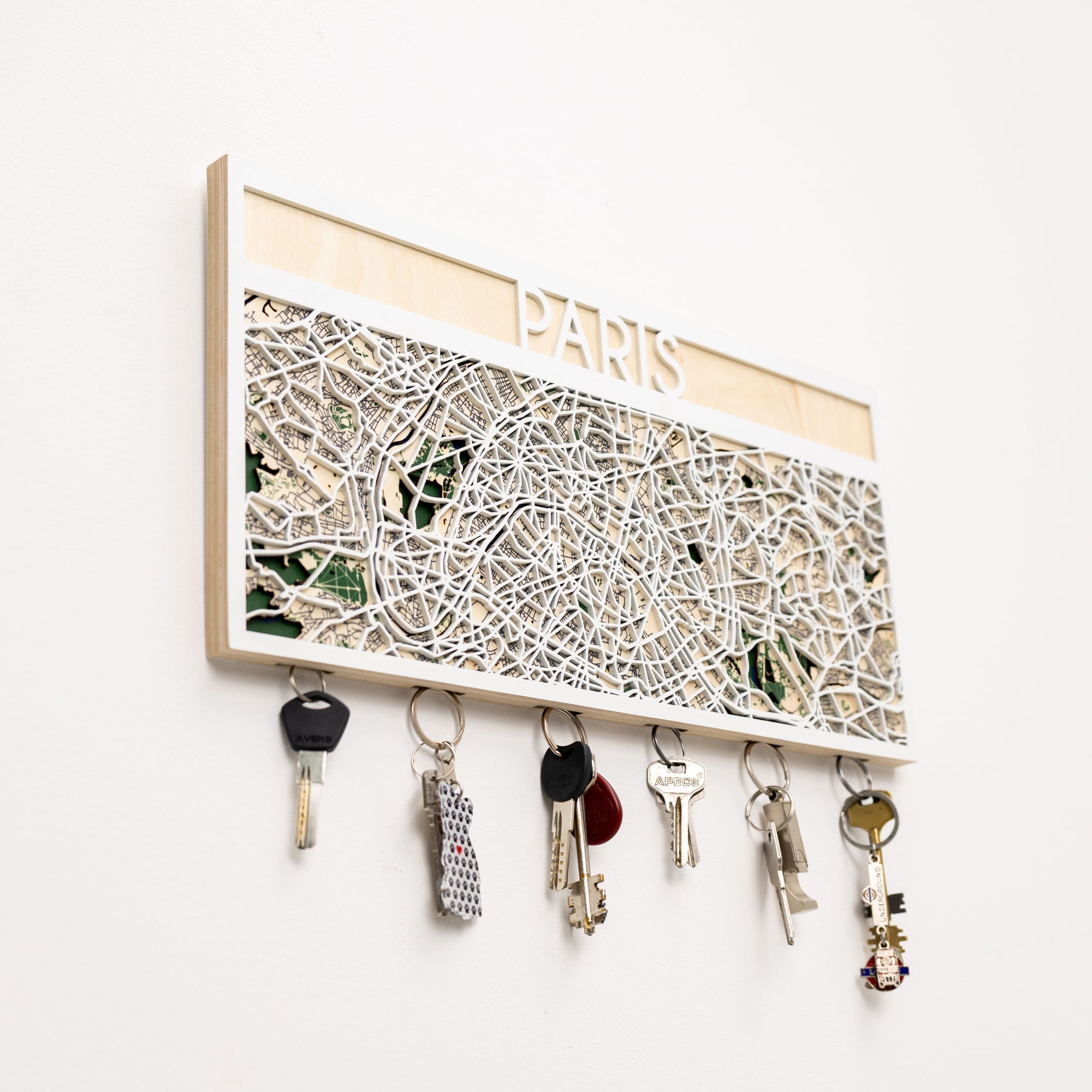 Key holder with Paris map design on a white background