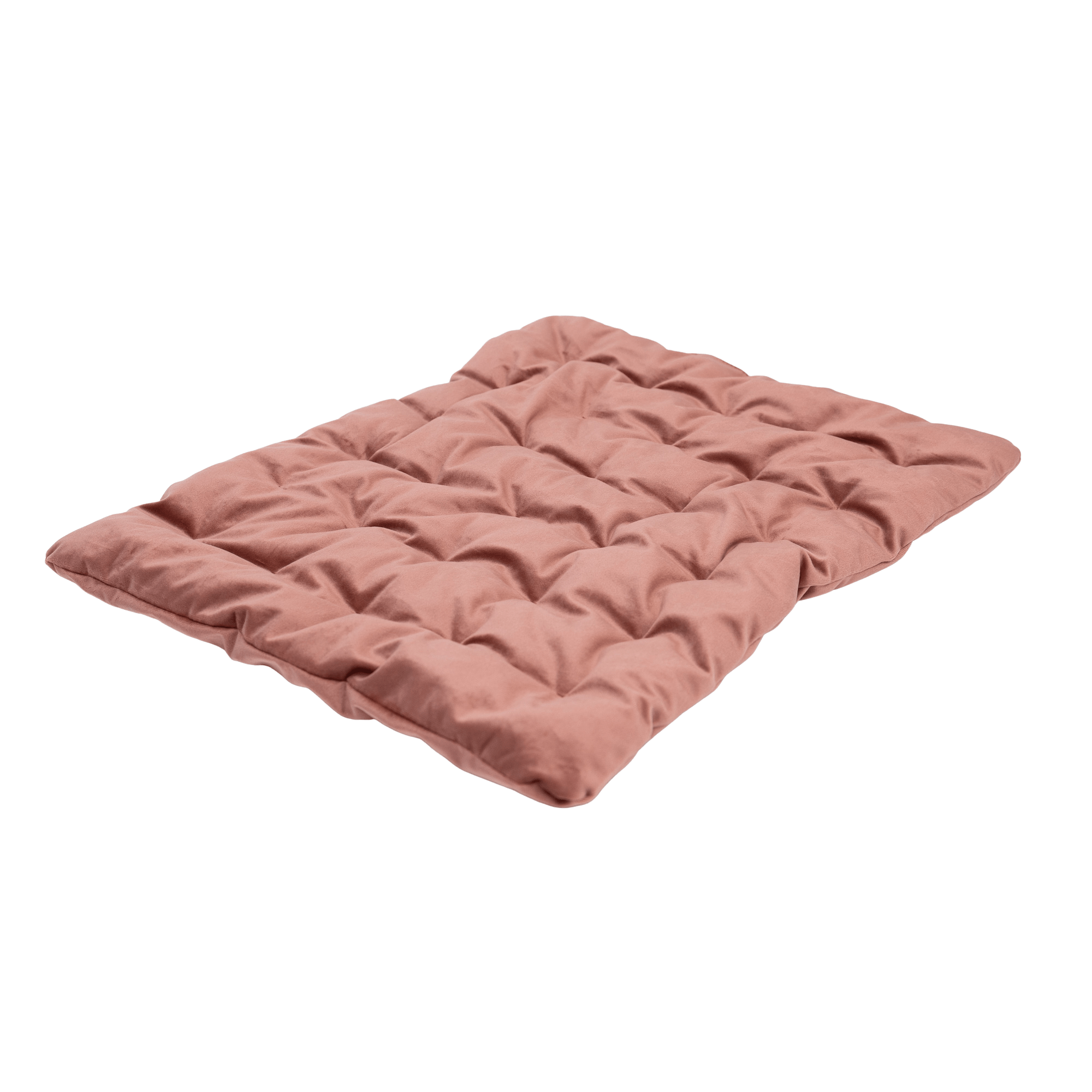 Pink quilted mat on a white background