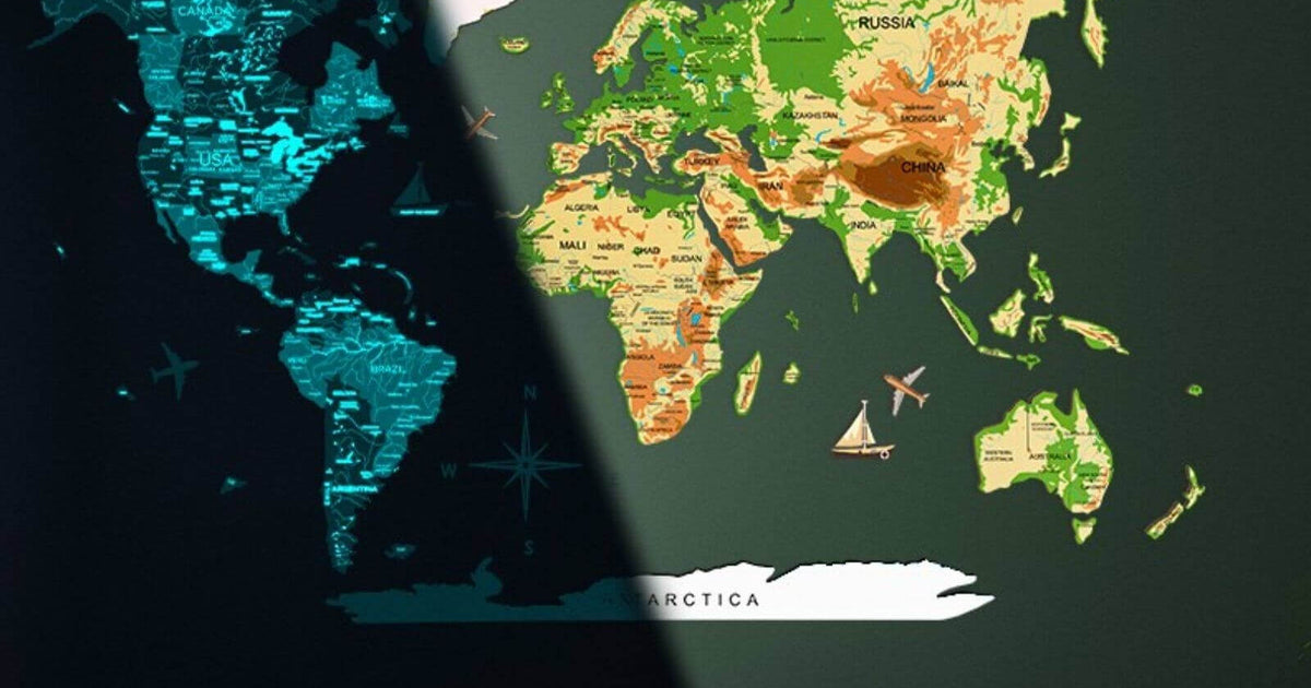 3D Luminous Colored Wooden World Map Physical | Enjoy The Wood
