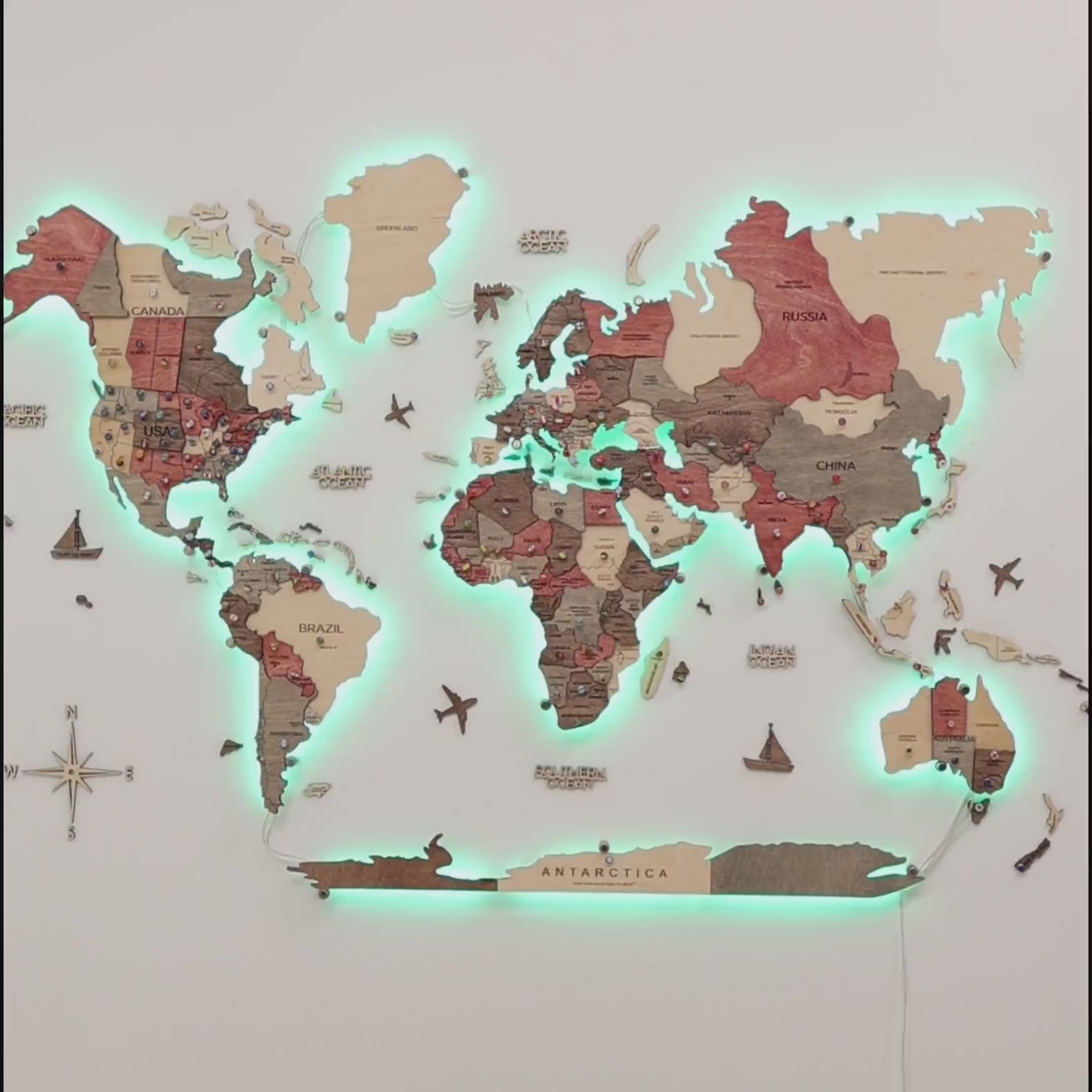 3D LED Wooden World Map → Fusion → Enjoy The Wood