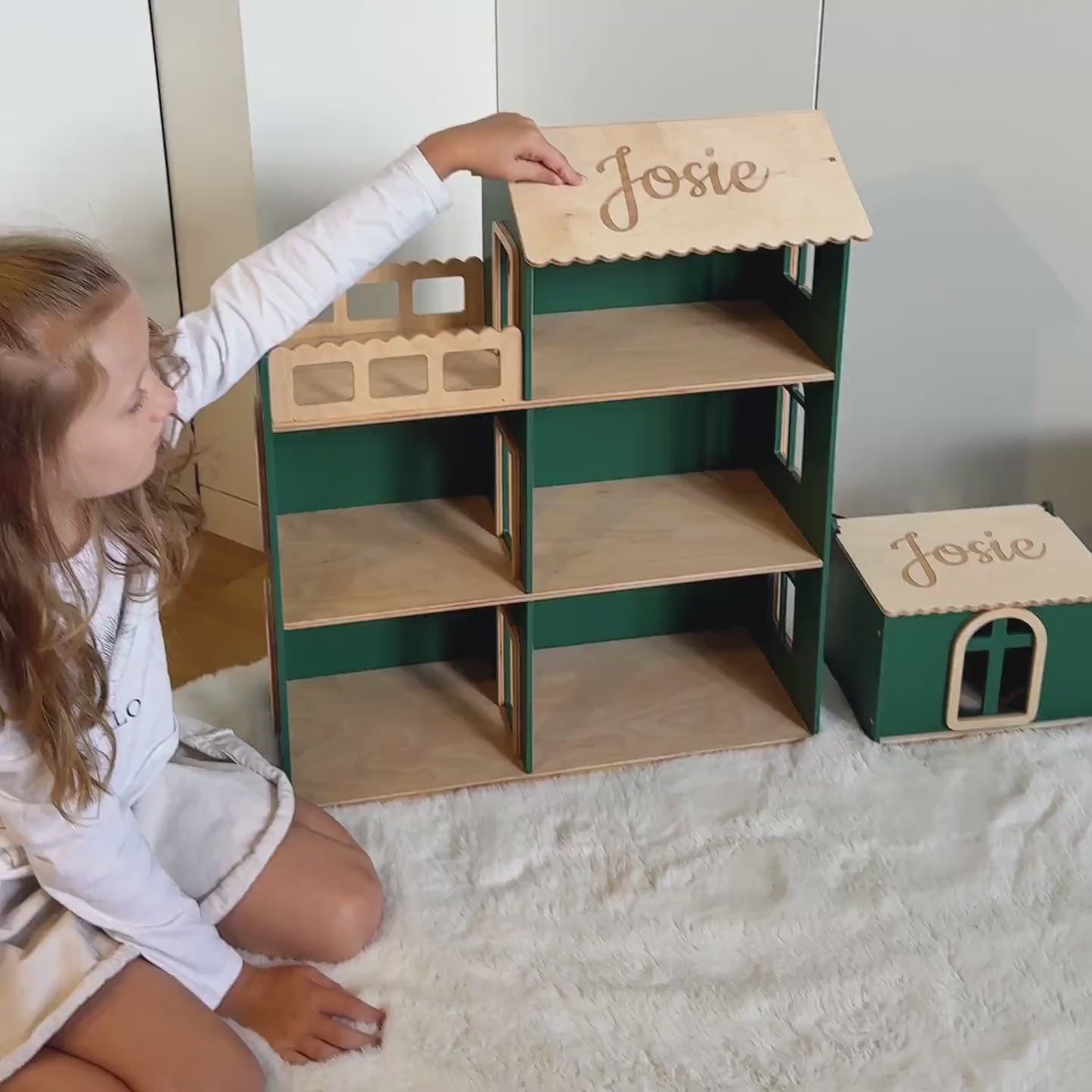 Wooden Dollhouse - Green