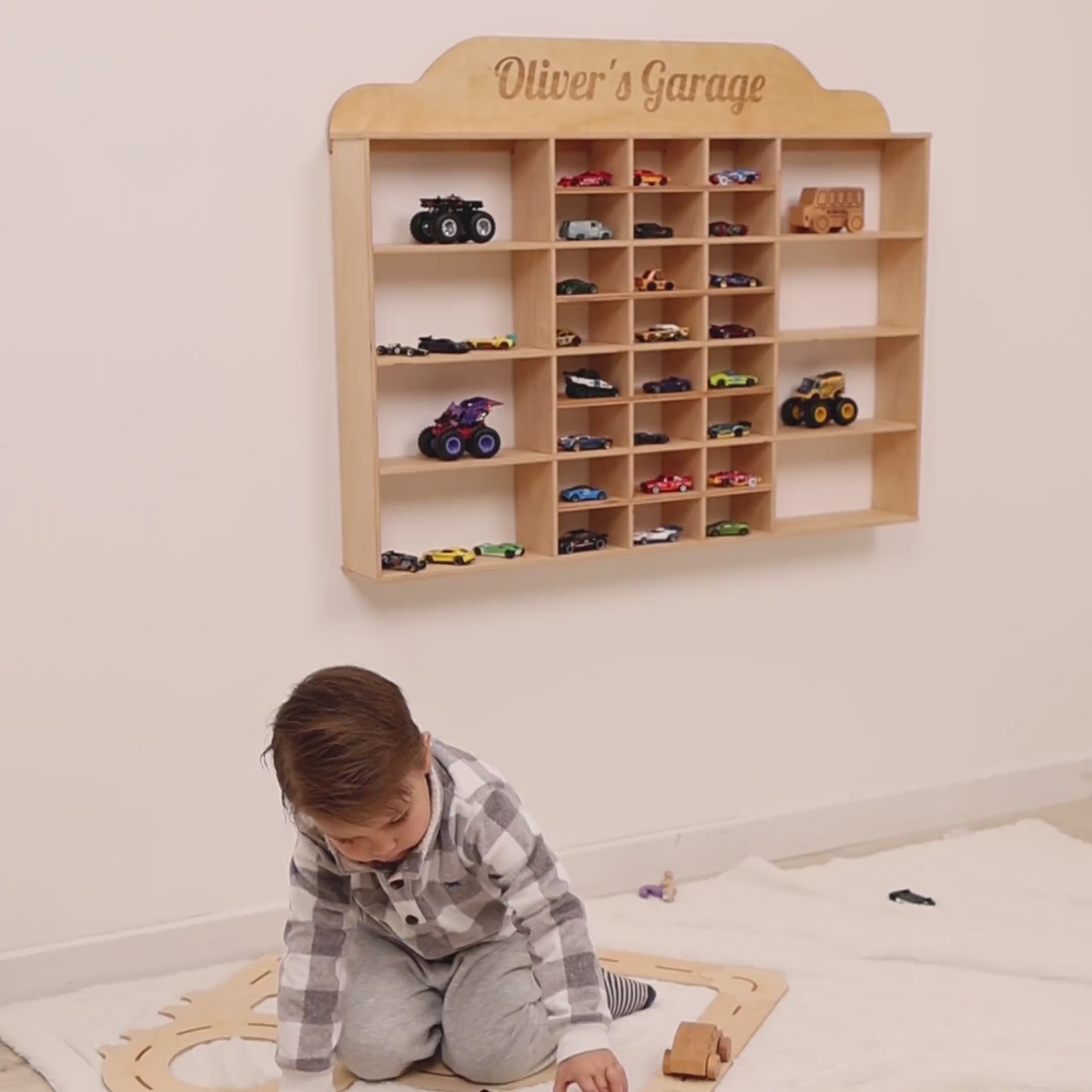 Wooden Wall-Mounted Toy Car Garage - Green | Enjoy The Wood