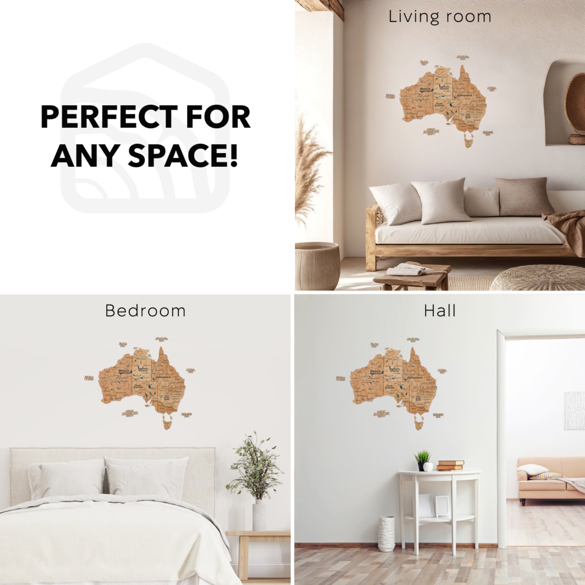 3D Wooden Map of Australia - Gold by Enjoy The Wood 
