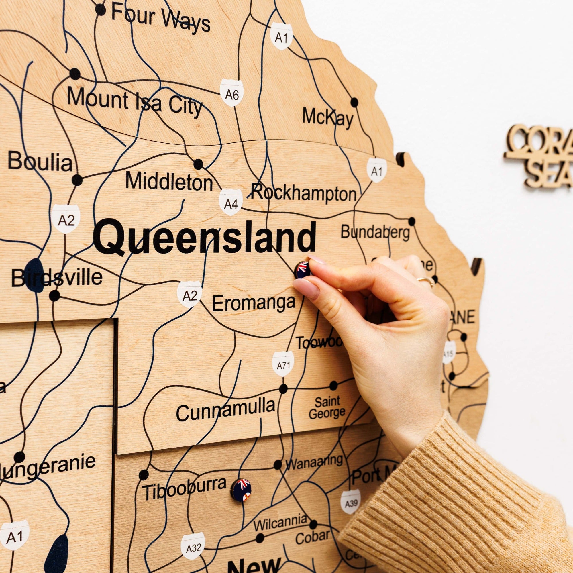 3D Wooden Map of Australia - Gold by Enjoy The Wood 