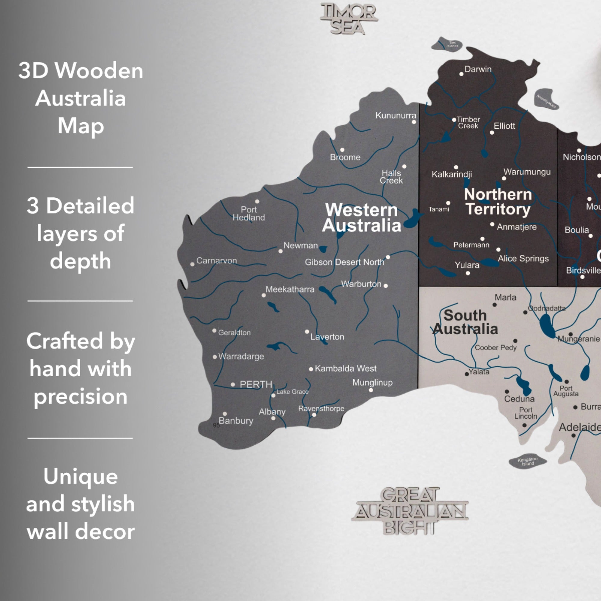 3D Wooden Map of Australia - Nordik by Enjoy The Wood 