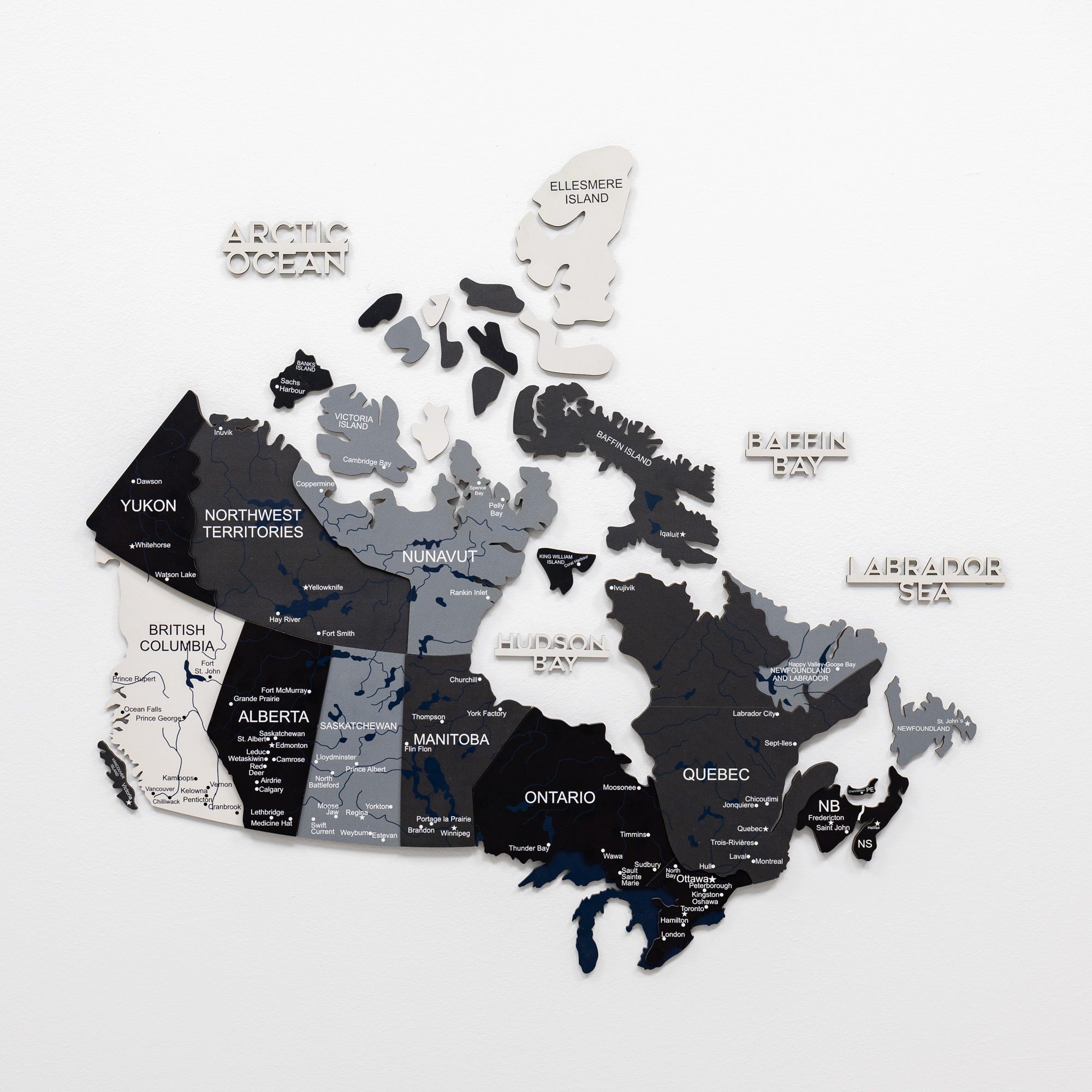 Map of Canada with provinces and territories labeled on a white background