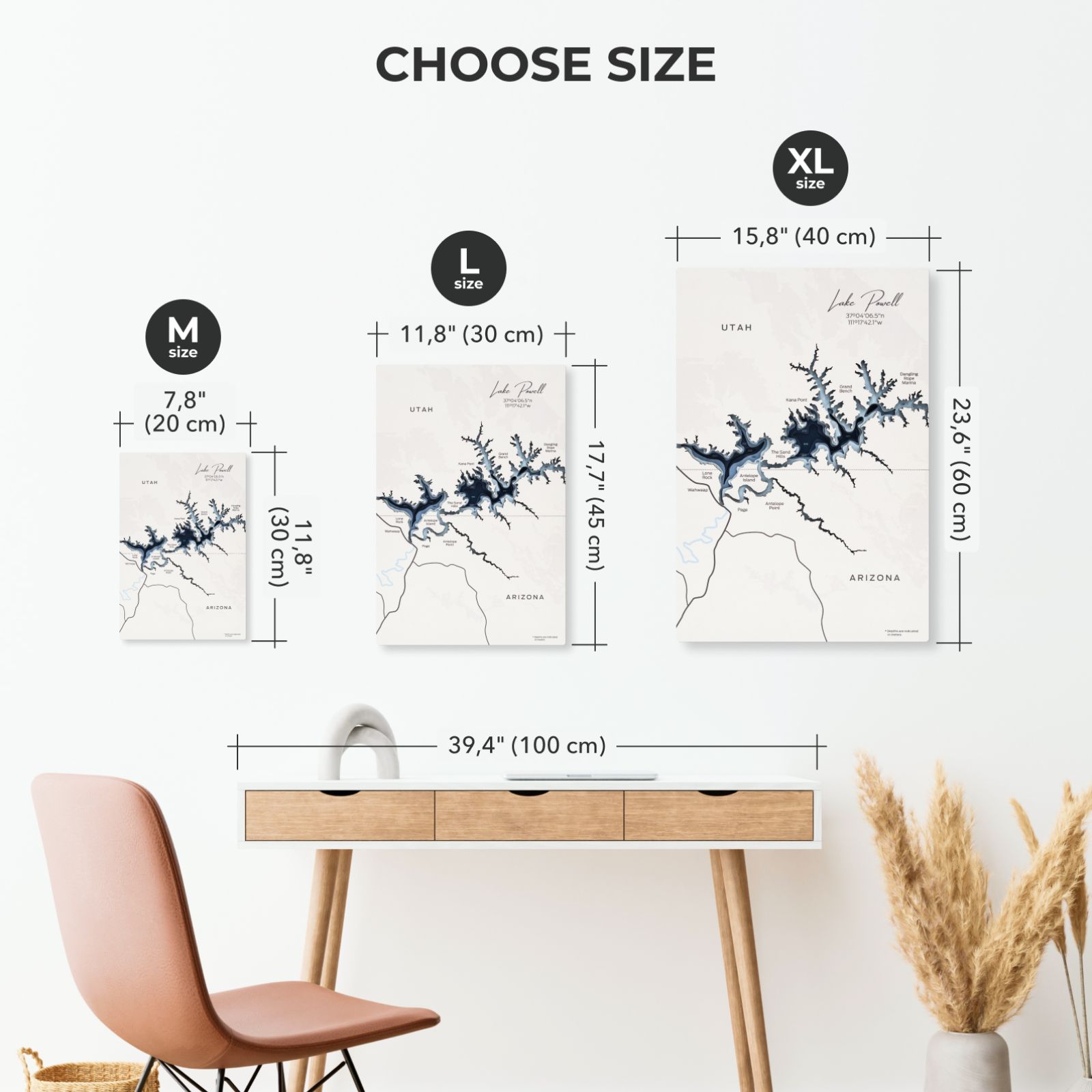 lake powell wooden map