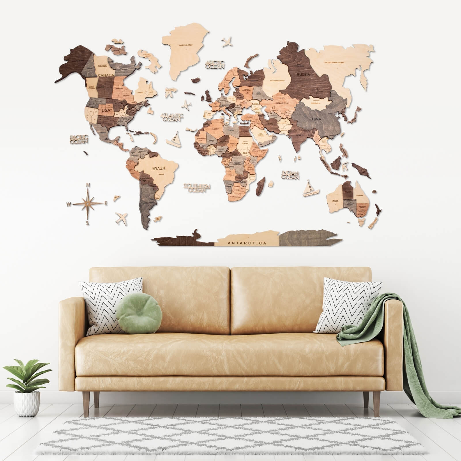 wooden world map for wall