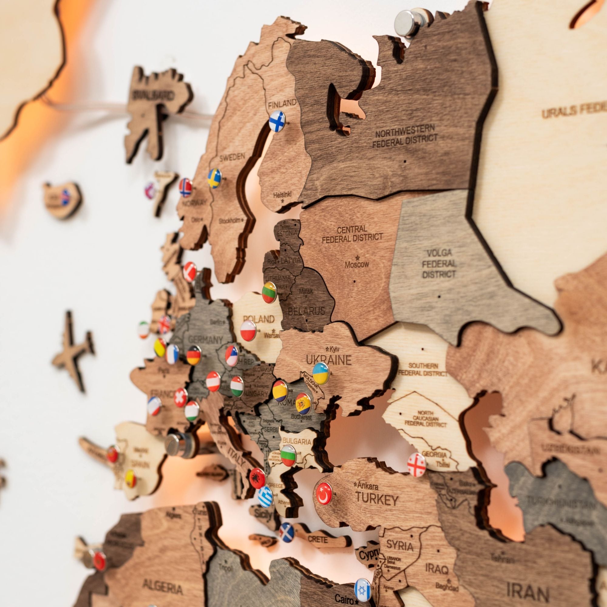 3D LED Wooden World Map → Smokey → Enjoy The Wood