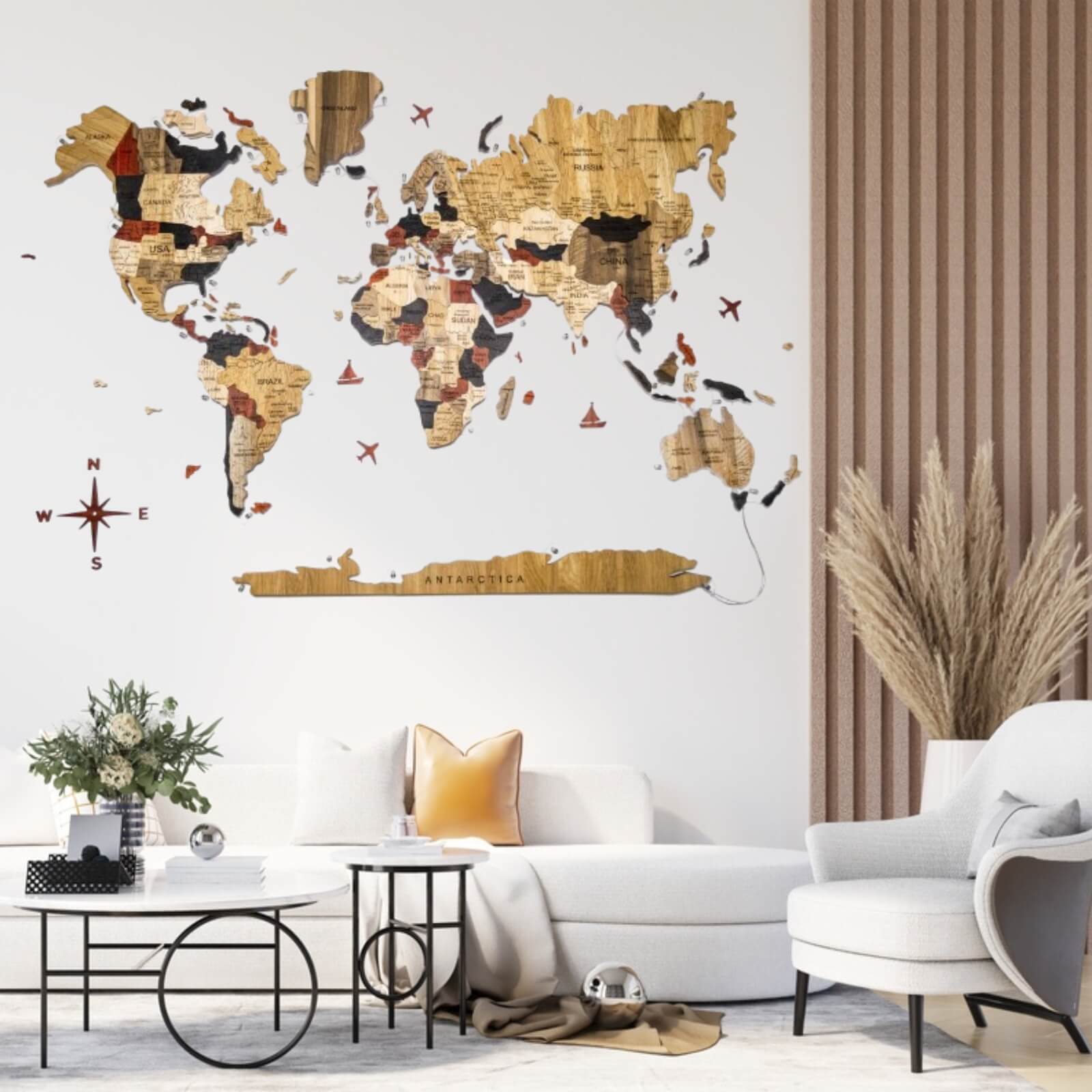 wooden led world map