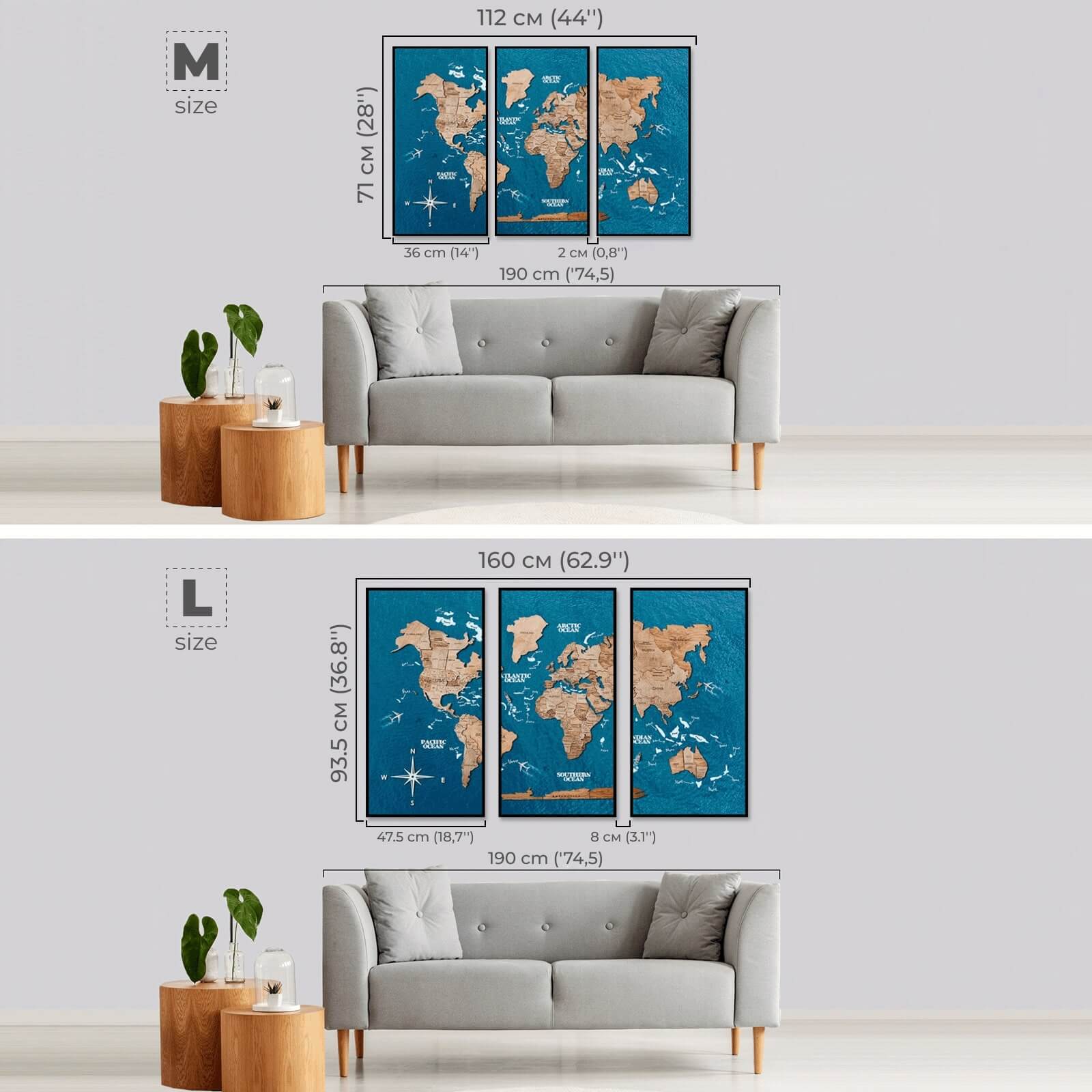 world map panel wooden