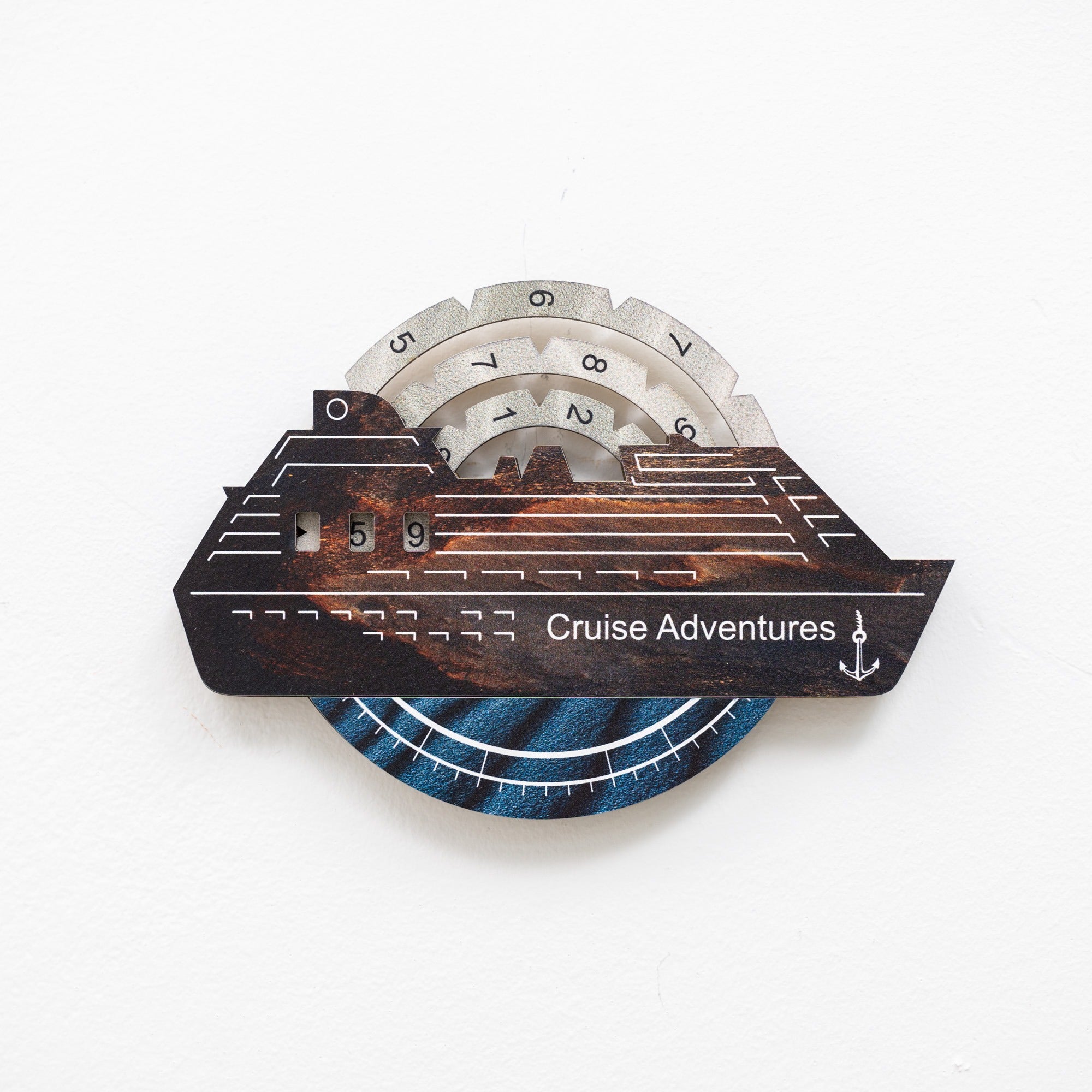 Travel Tracker Cruise Liner 3D Colored Wooden World Map - Dune