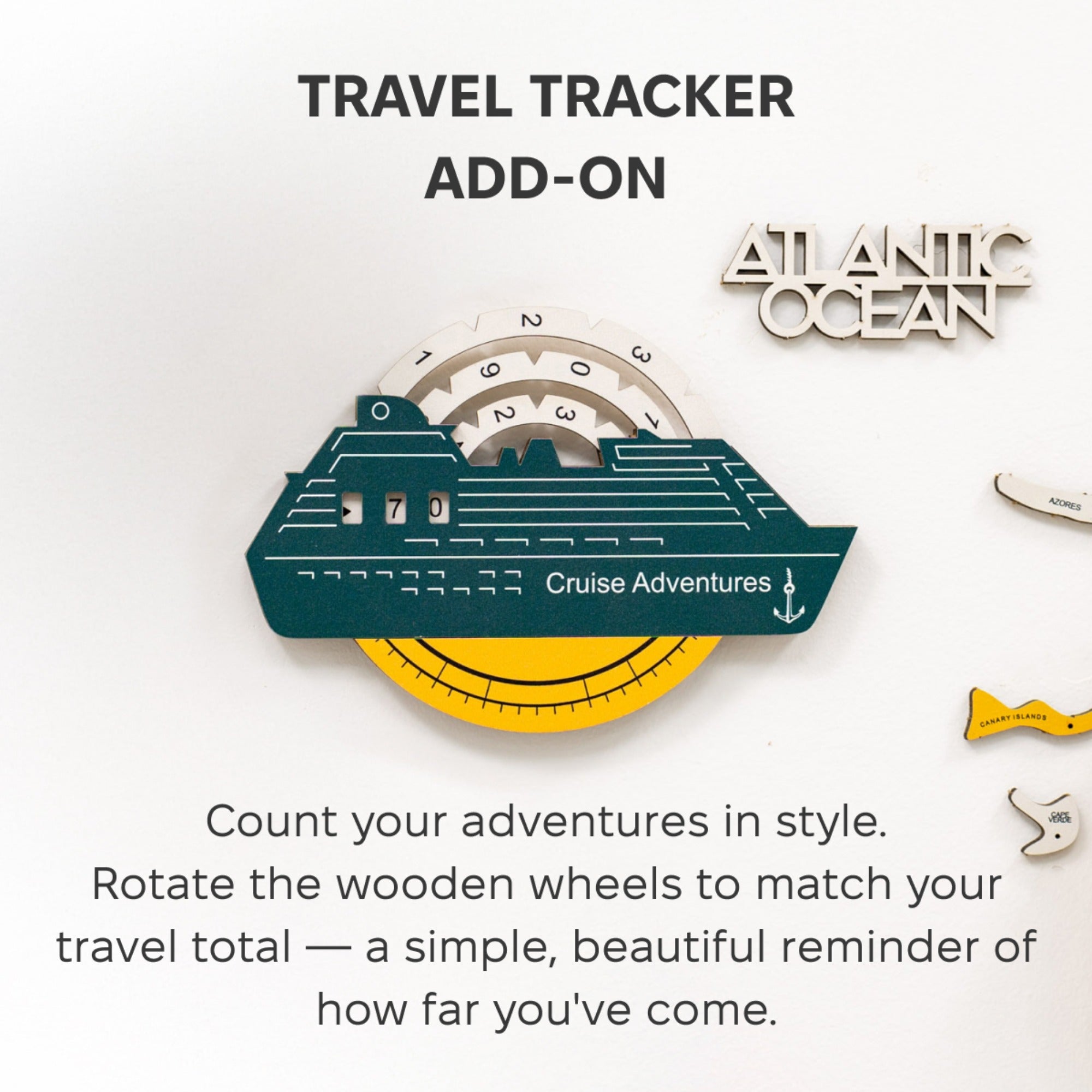 Travel Tracker Cruise Liner 3D Colored Wooden World Map - Country
