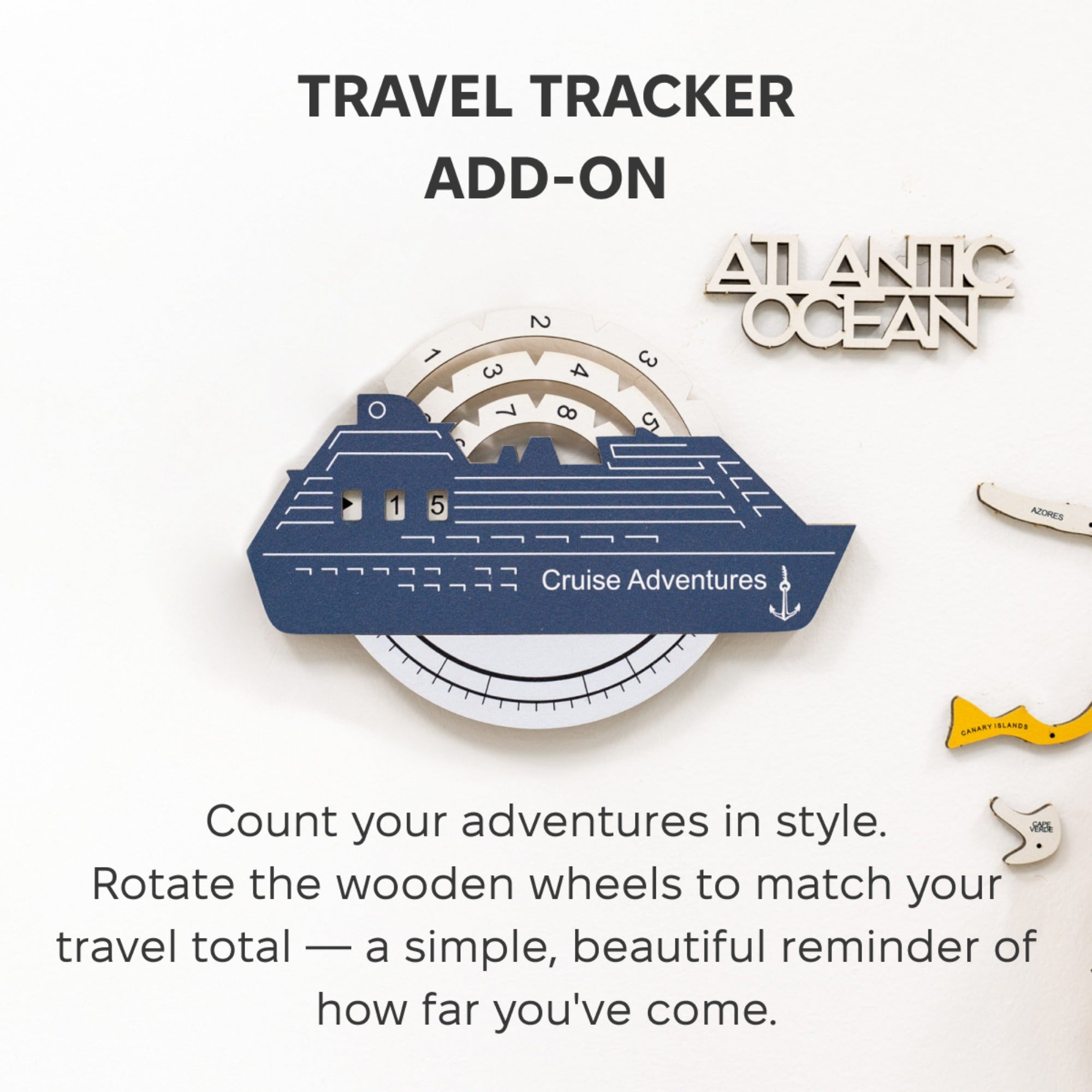 Travel Tracker Cruise Liner 3D Colored Wooden World Map - Cruise