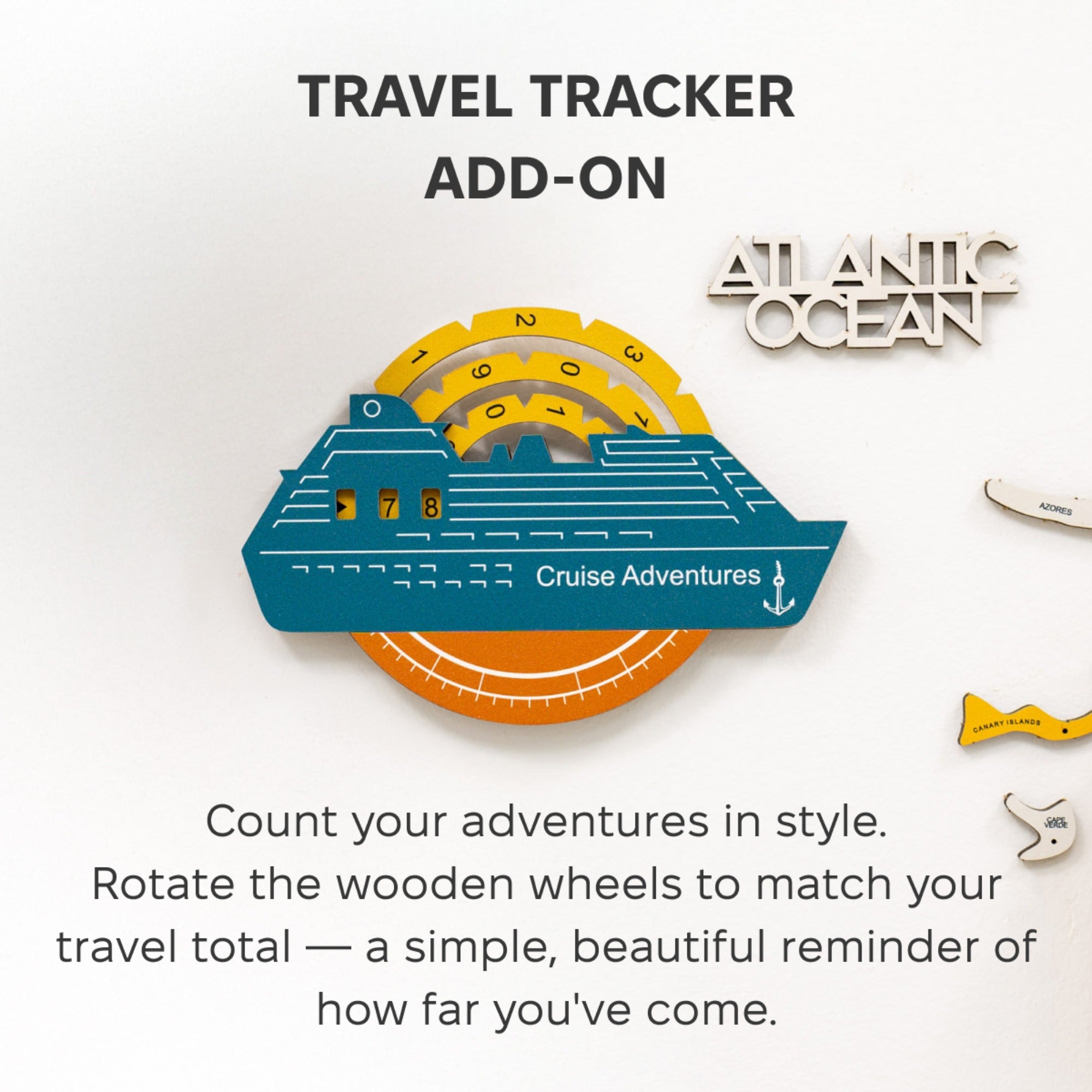 Travel Tracker Cruise Liner 3D Colored Wooden World Map - Indie