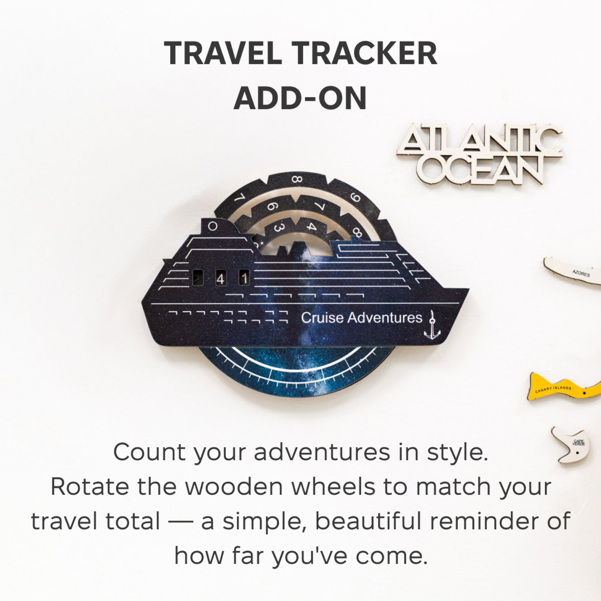 Travel Tracker Cruise Liner 3D Colored Wooden World Map - Space
