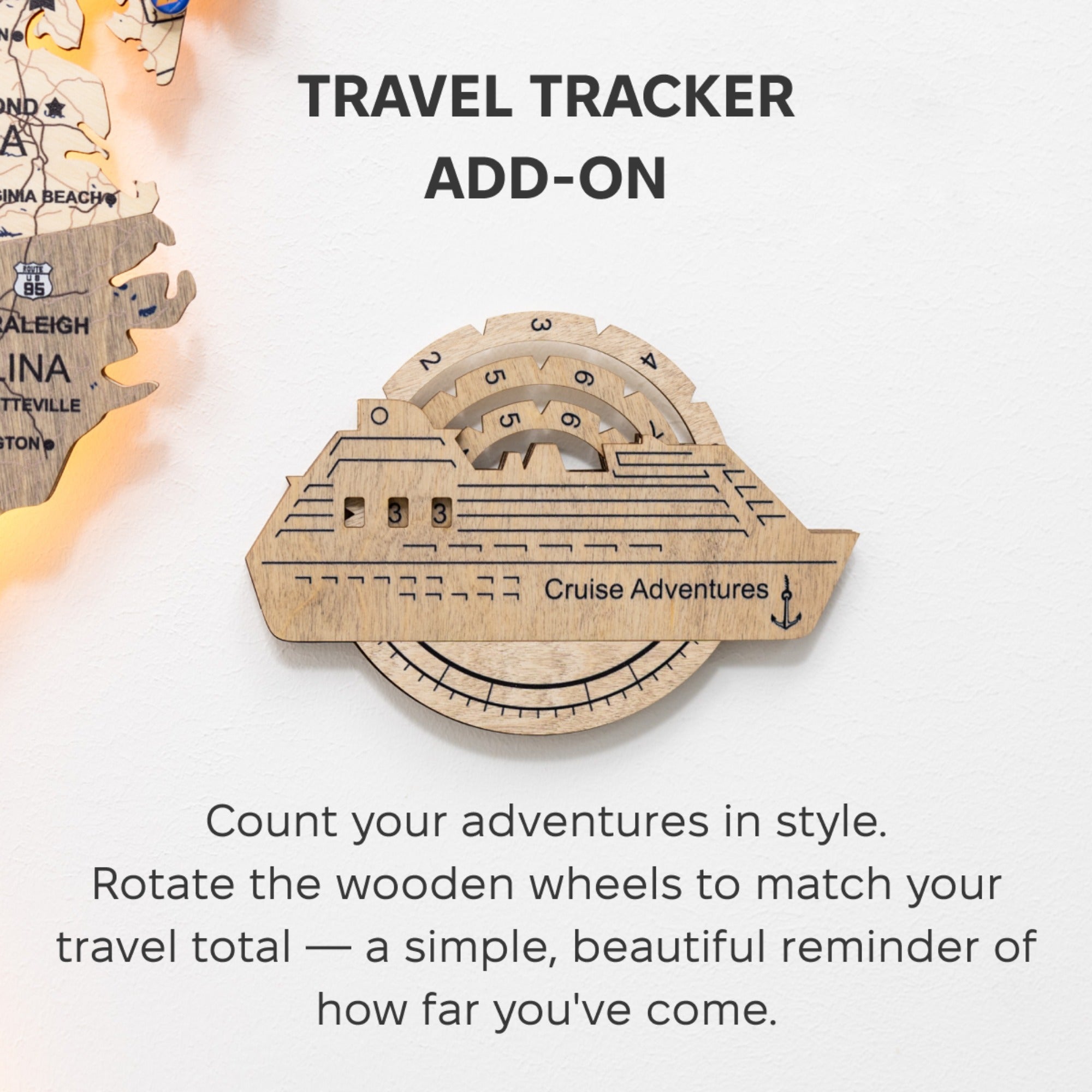 Travel Tracker Cruise Liner 3D Colored Wooden World Map - Terra