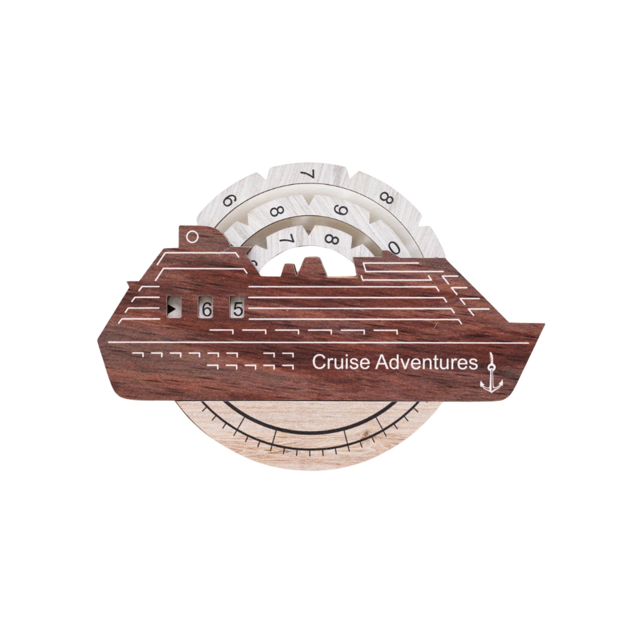 Travel Tracker Cruise Liner 3D Colored Wooden World Map - Cappuccino