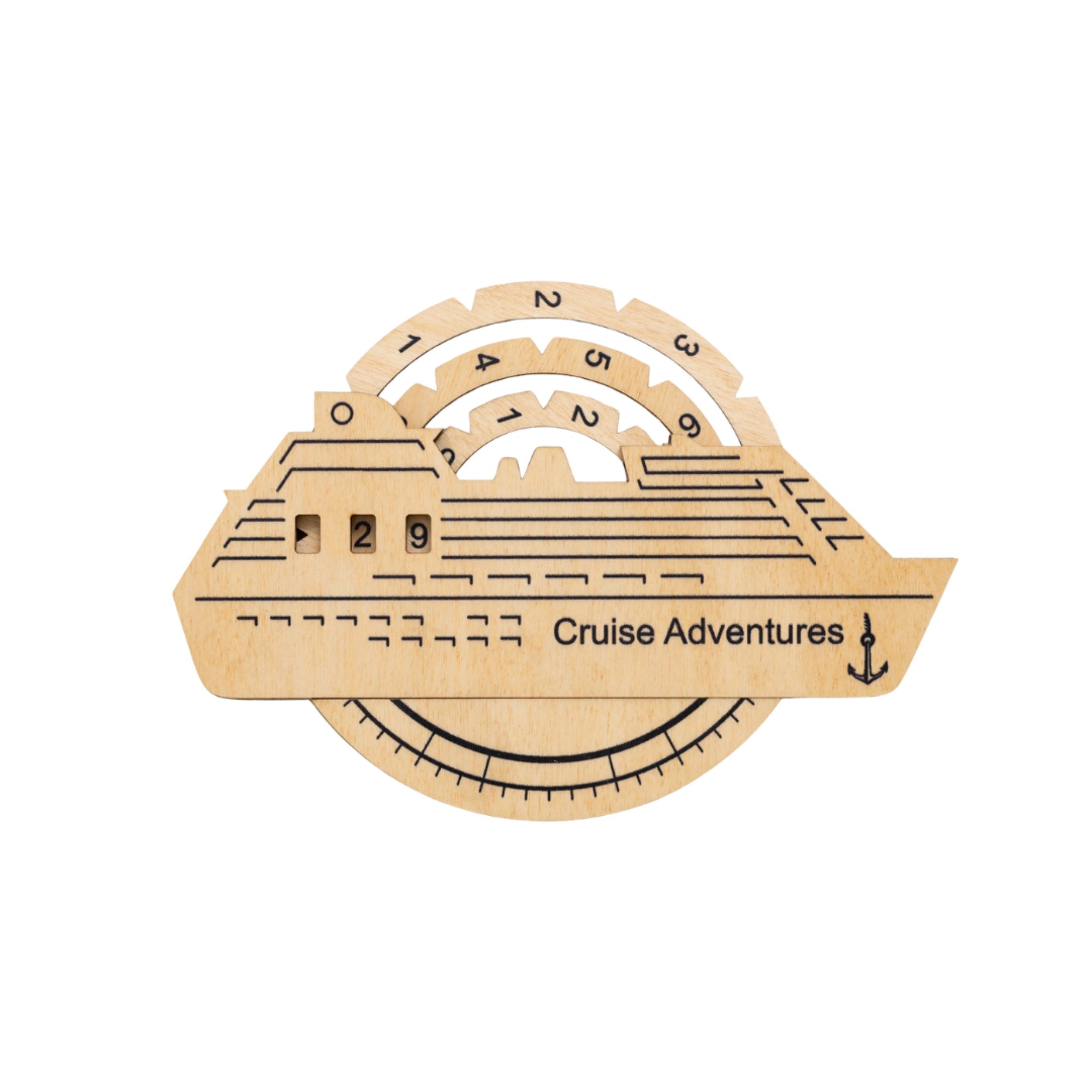 Travel Tracker Cruise Liner 3D Colored Wooden World Map - Gold