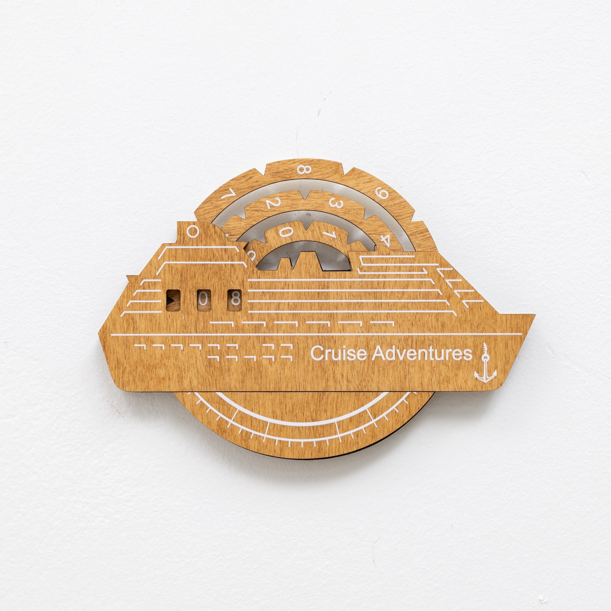 Travel Tracker Cruise Liner 3D Colored Wooden World Map - Oak