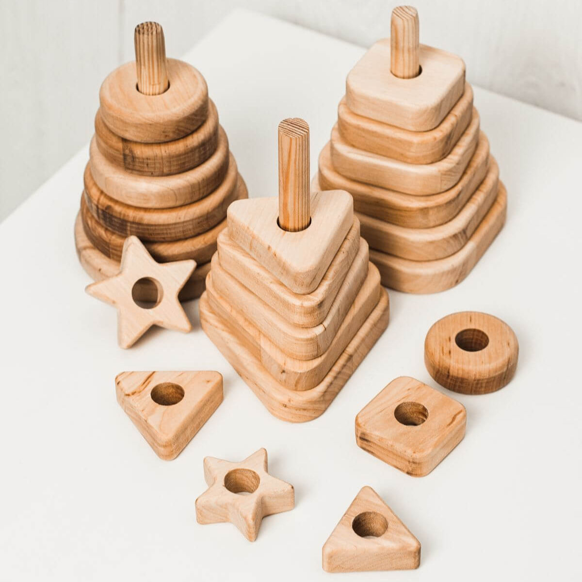 wooden triangle stacking 