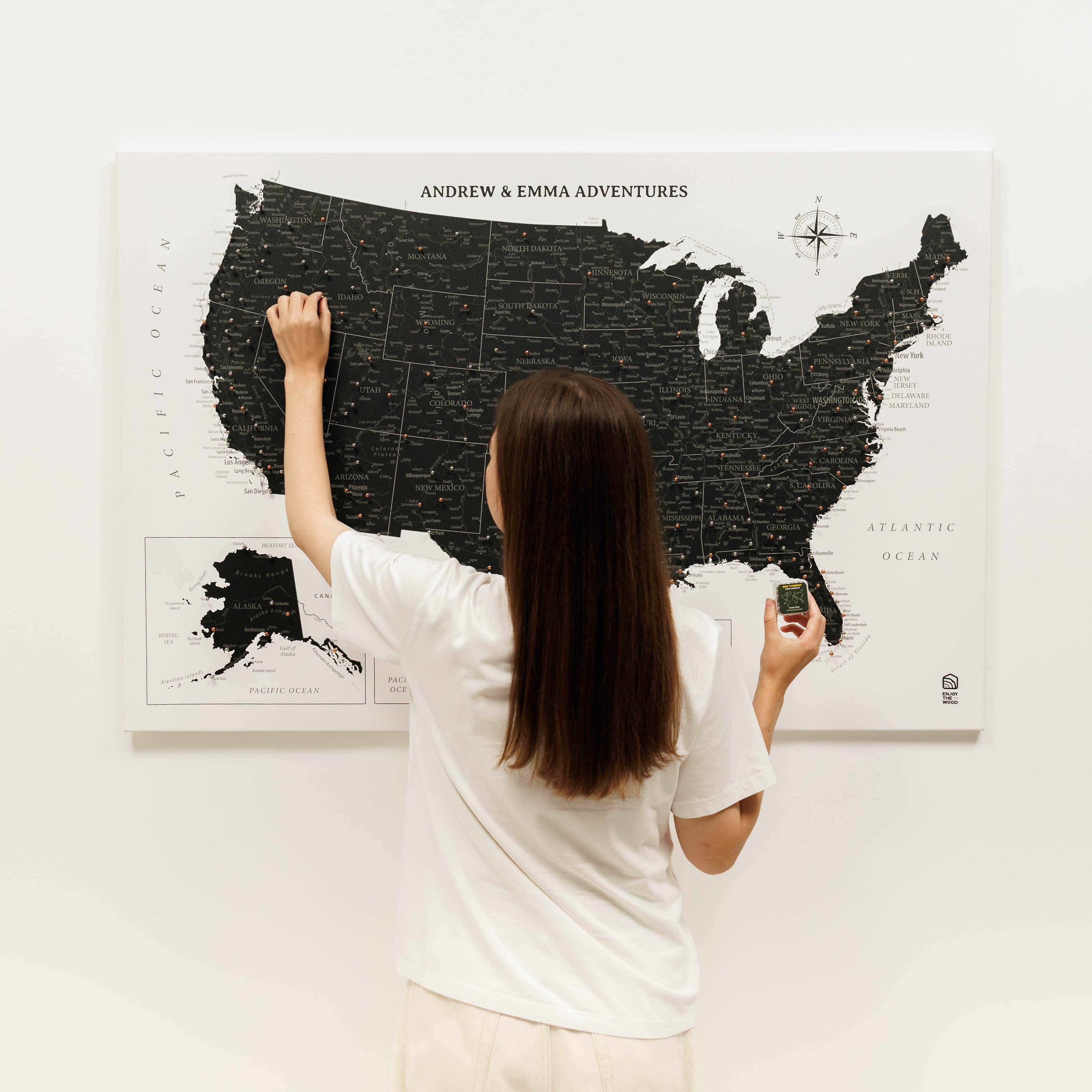 Wooden Canvas USA Map - Onyx | Enjoy The Wood