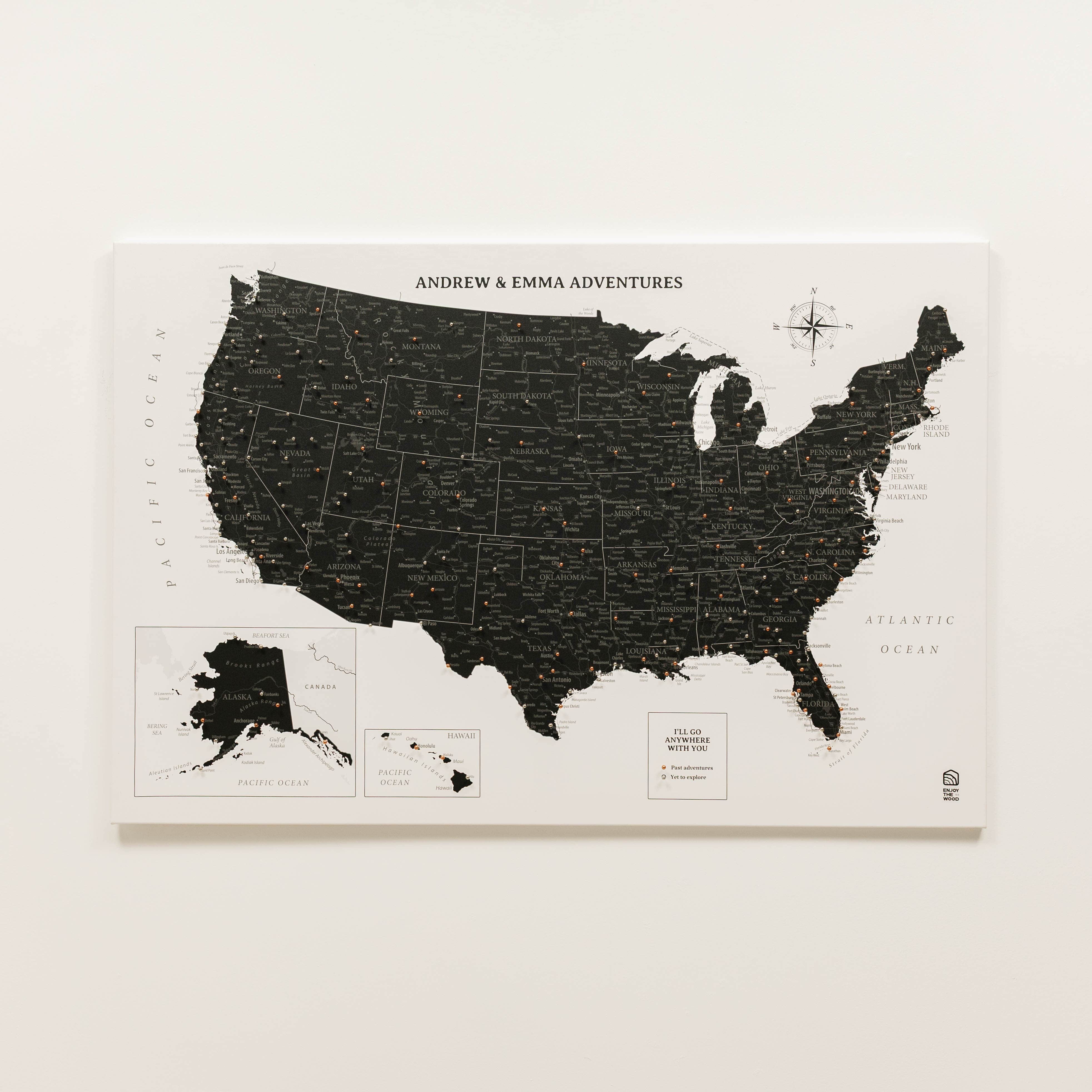 Wooden Canvas USA Map - Onyx | Enjoy The Wood