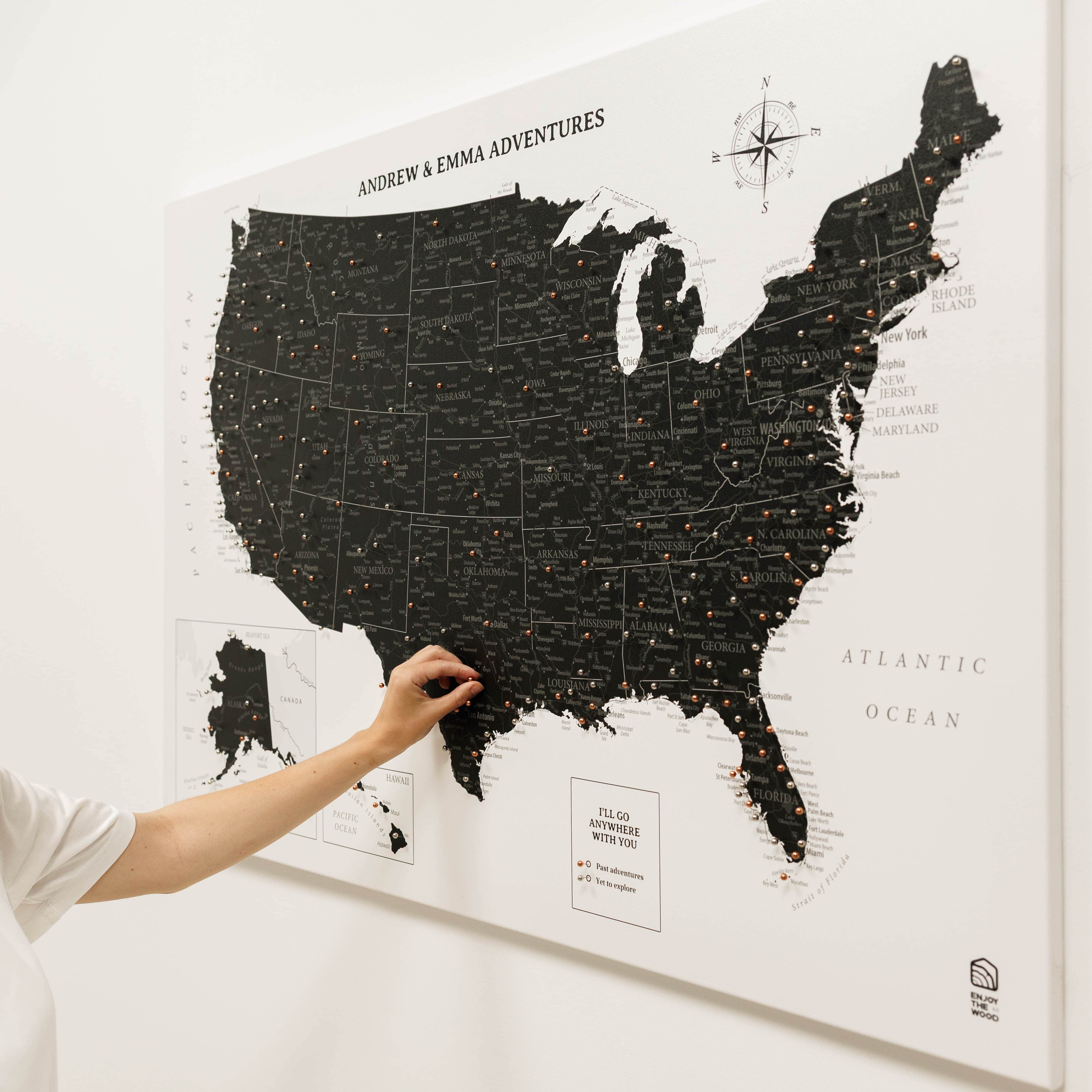 Wooden Canvas USA Map - Onyx | Enjoy The Wood
