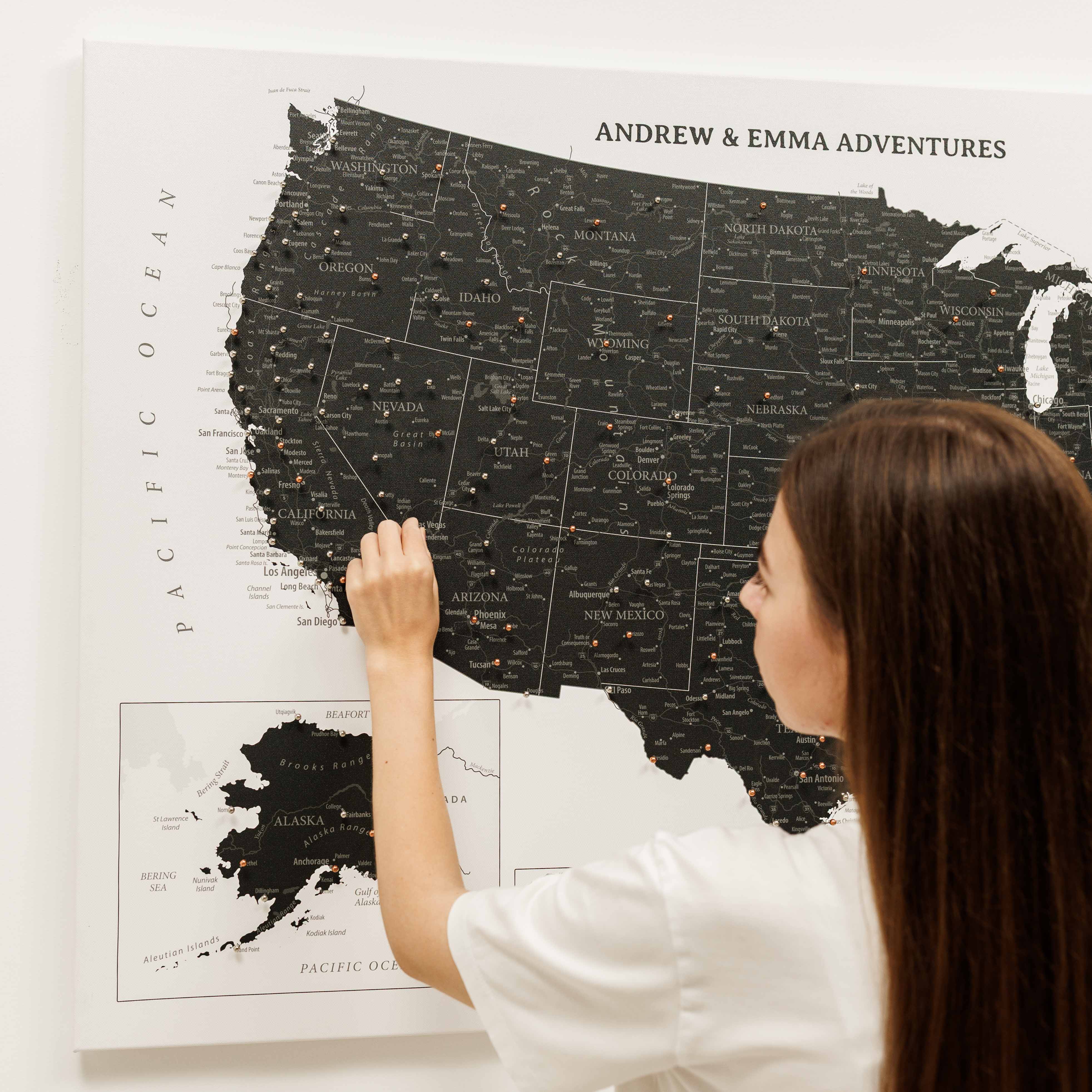 Wooden Canvas USA Map - Onyx | Enjoy The Wood