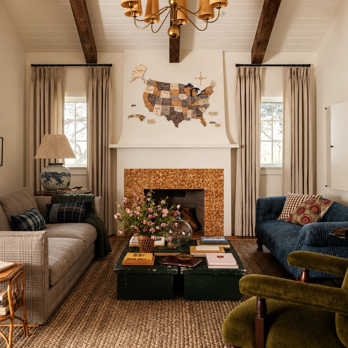usa map multicolor living room