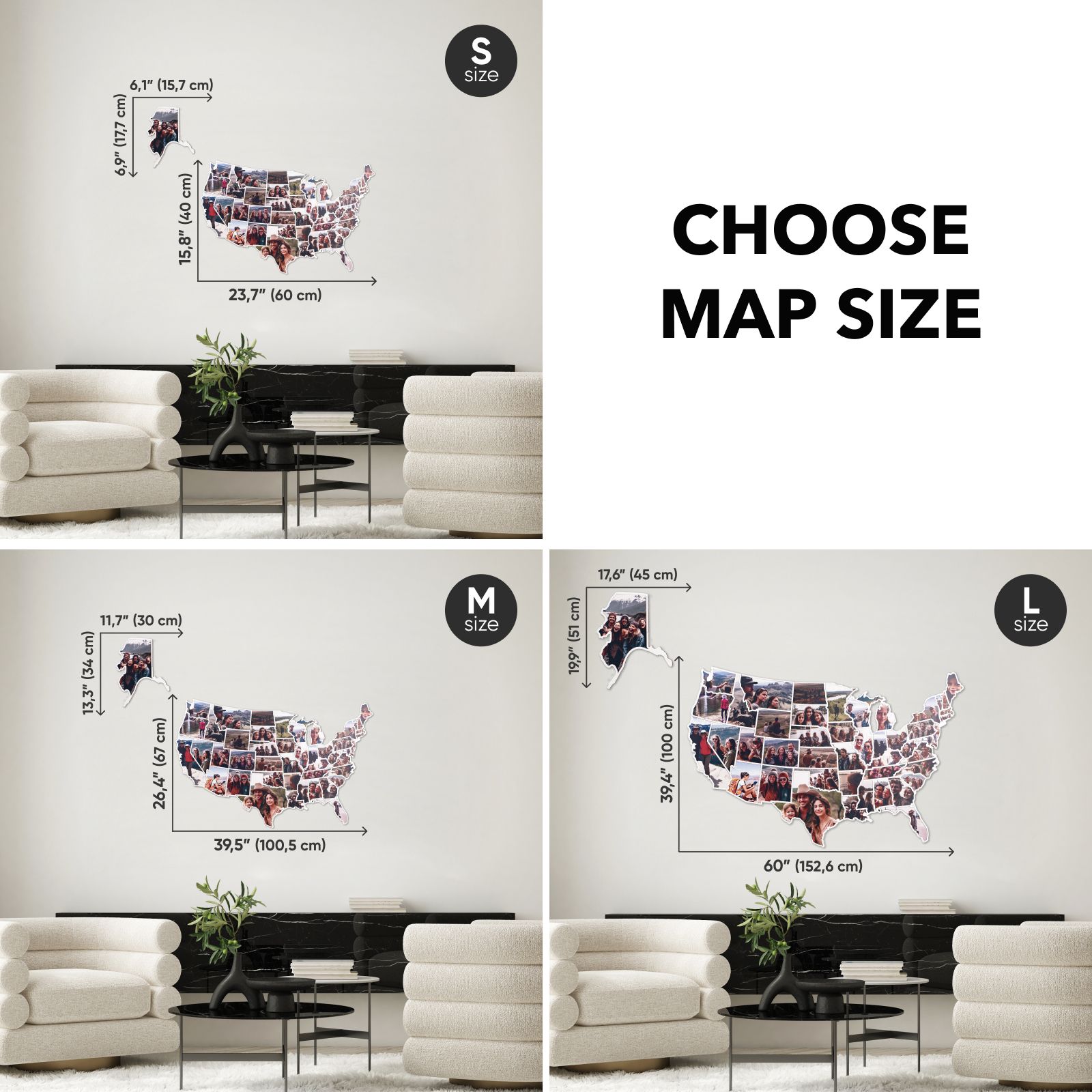 USA Photo Map Midnight sie