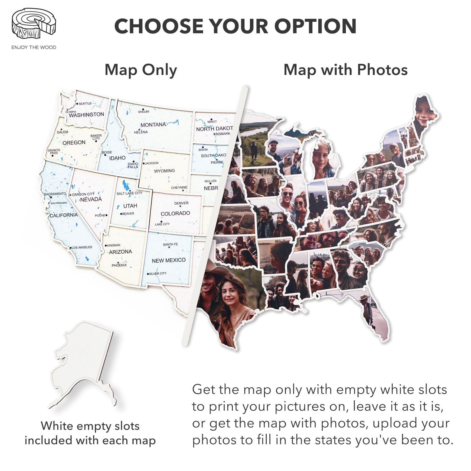 USA Photo Map Pastel option
