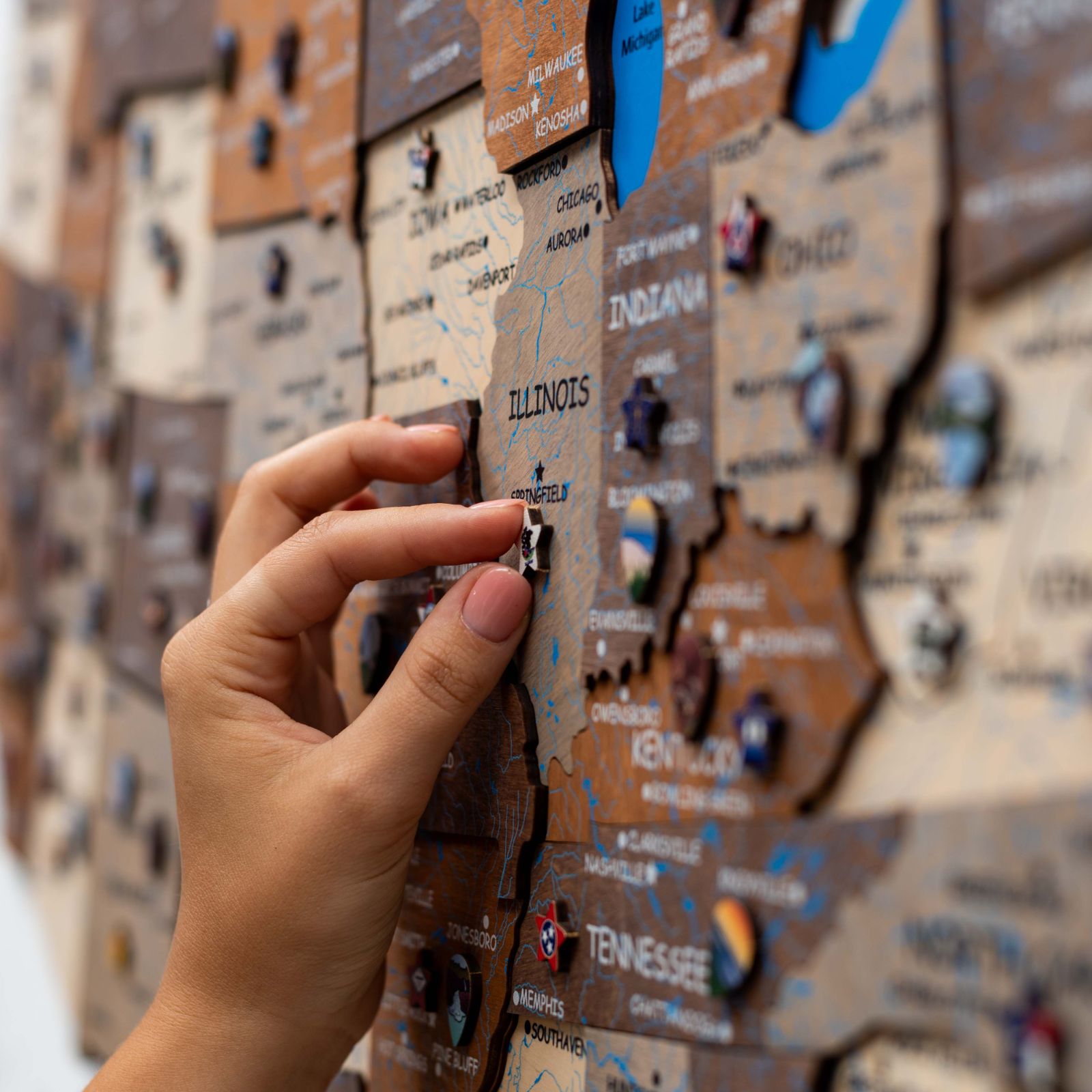 USA Wooden Maps Wood Maps Wall - Usa With Multicolor 8