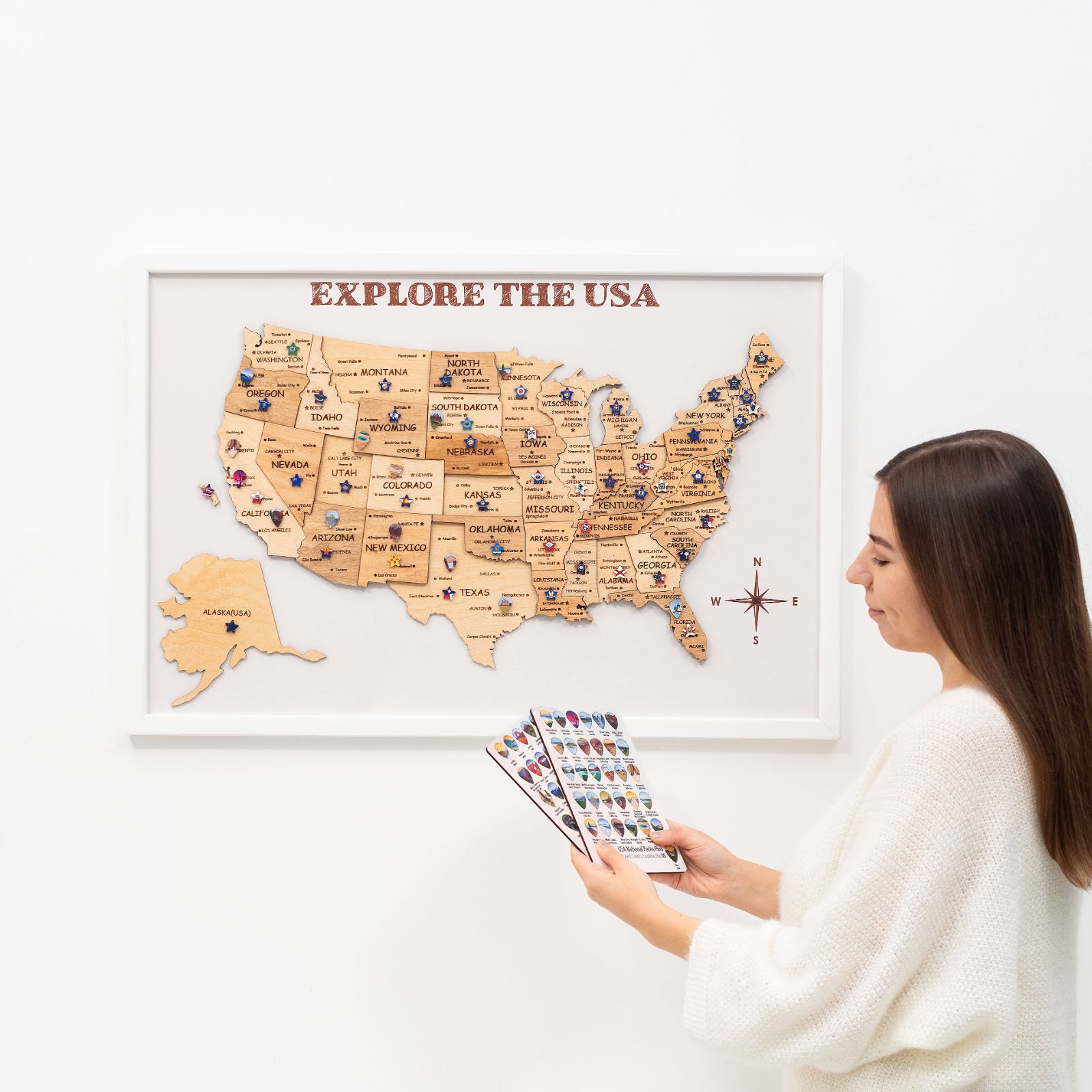 usa wooden map