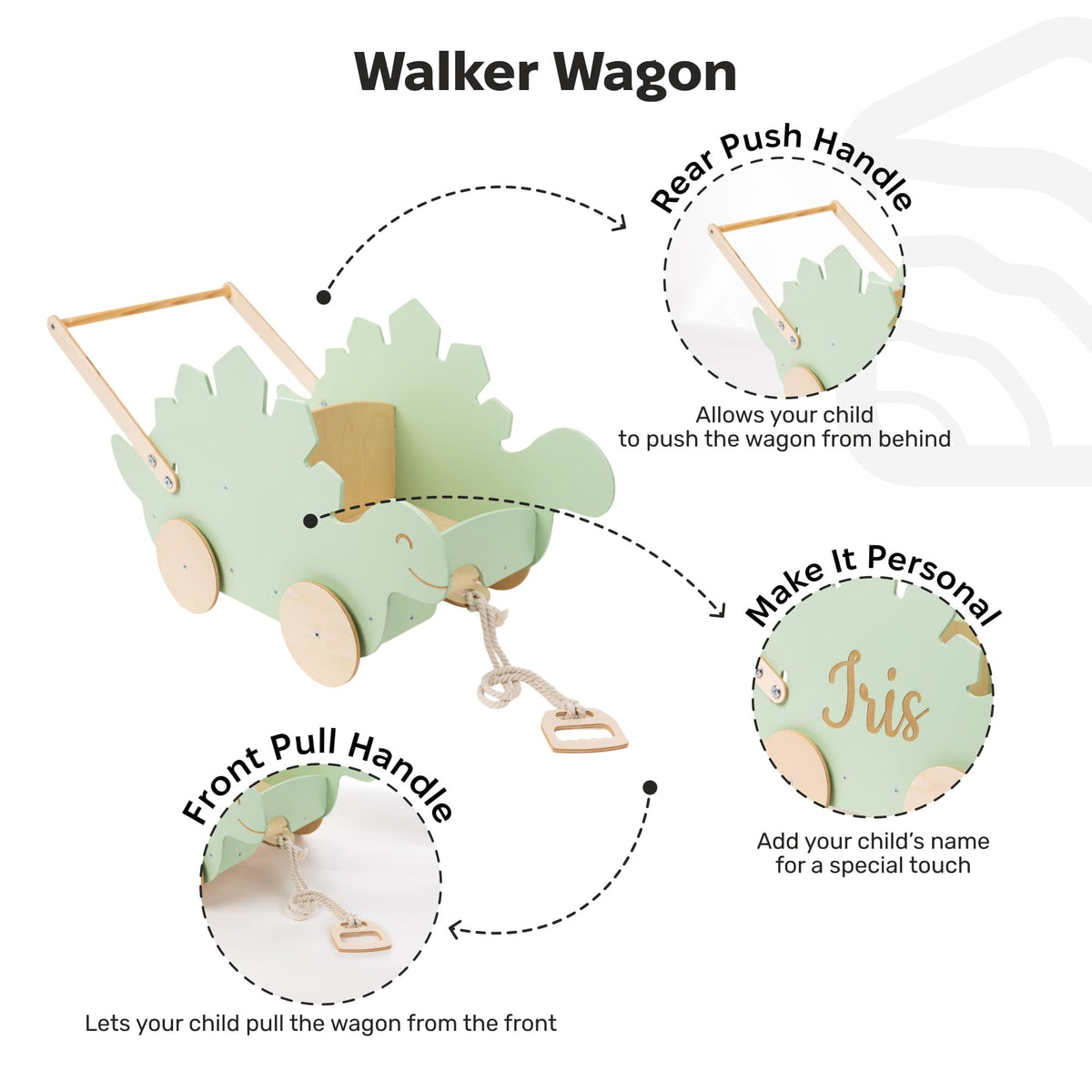 Wagon jouet en bois-Stégosaure