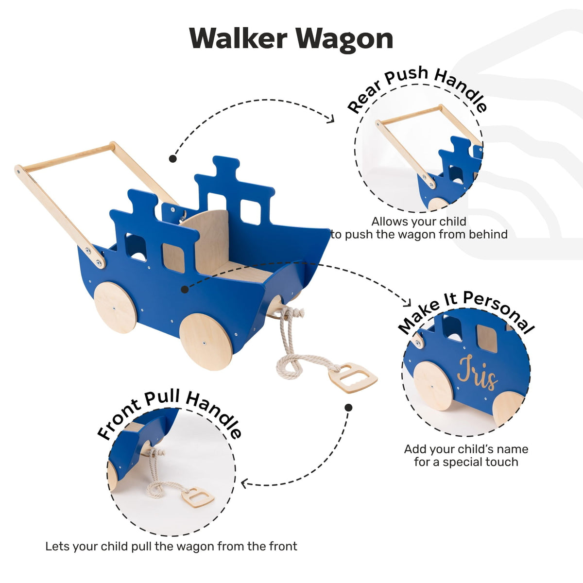 Carro de juguete de madera - Barco