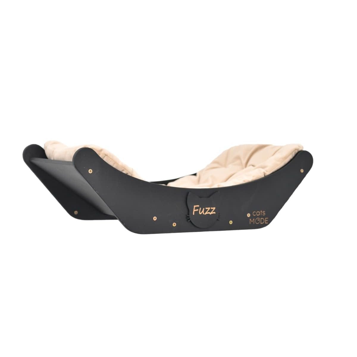 black curve wall mounted cat bed with pillow