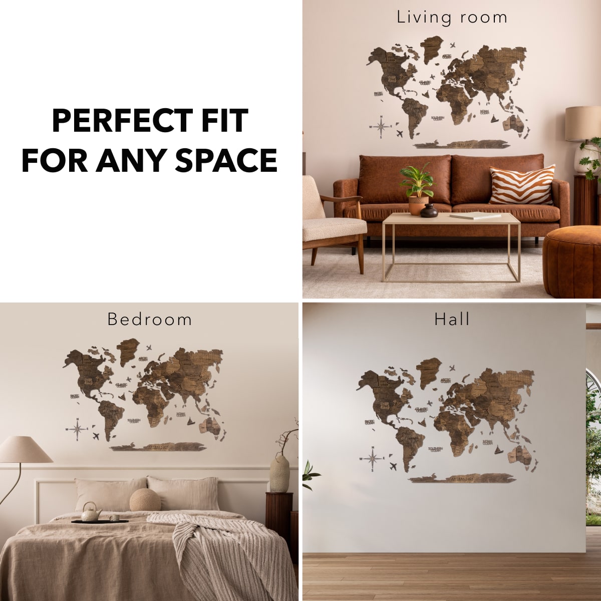 wood world map walnut