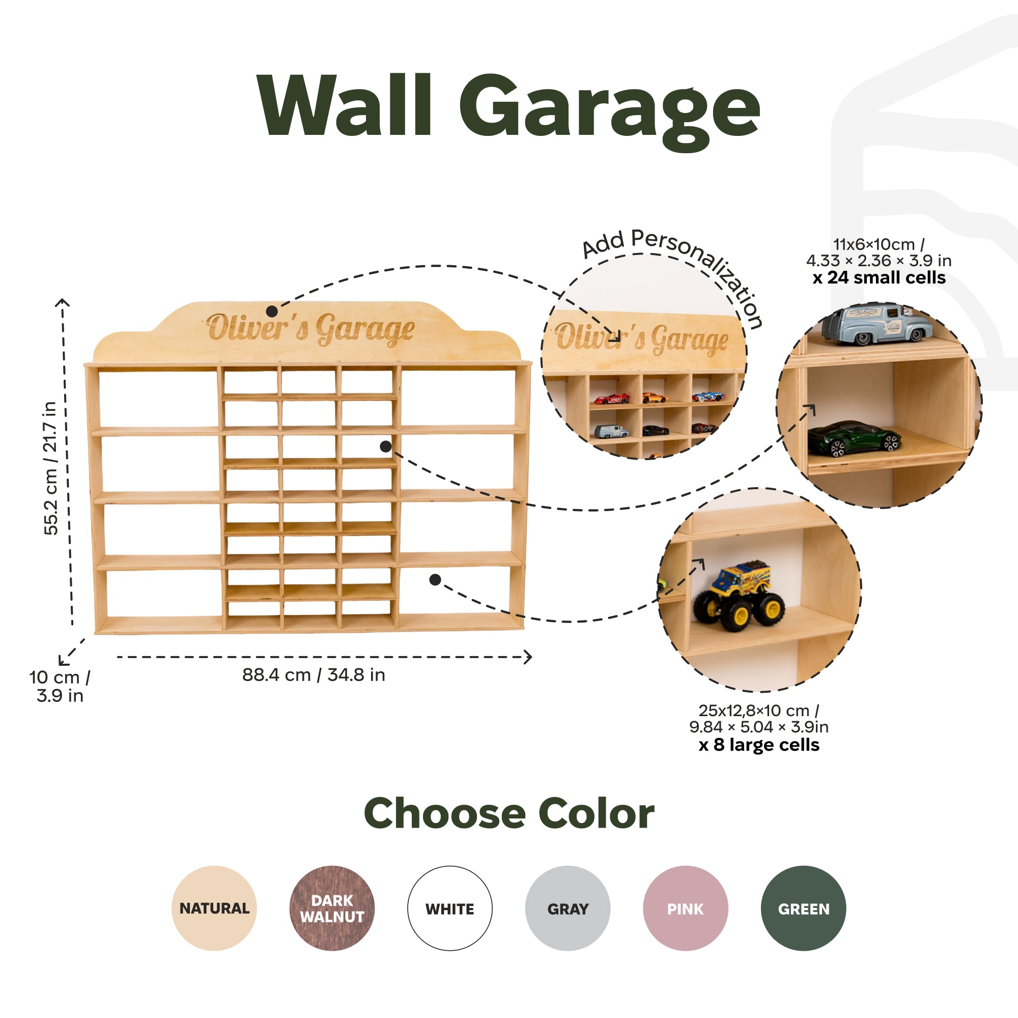 Wooden Wall-Mounted Toy Car Garage - White | Enjoy The Wood