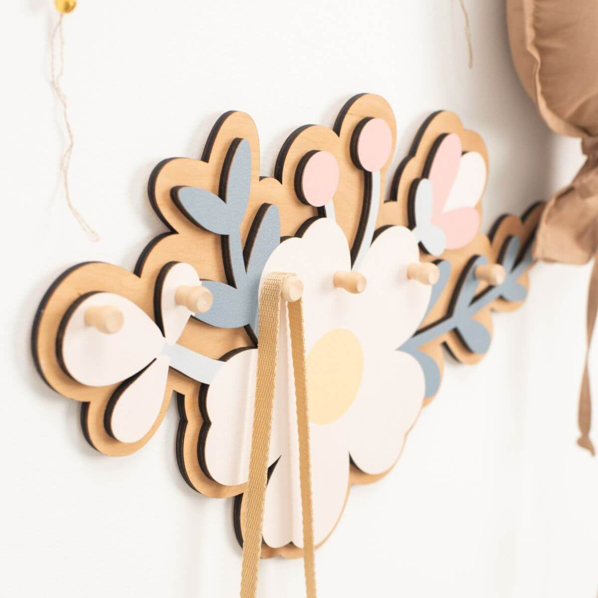 wood flower wall hooks girls room