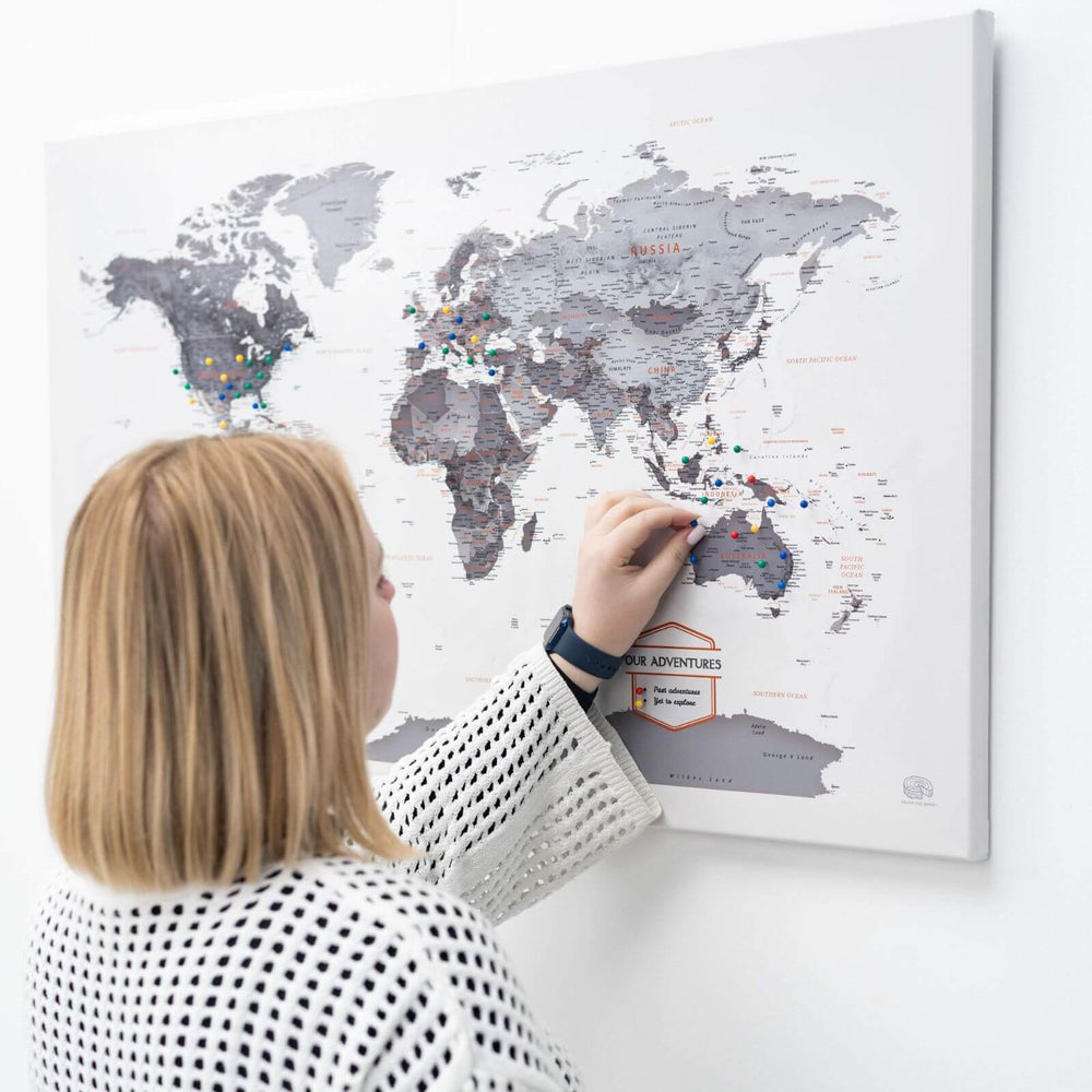 World Map on Canvas | Push Pin Travel Map