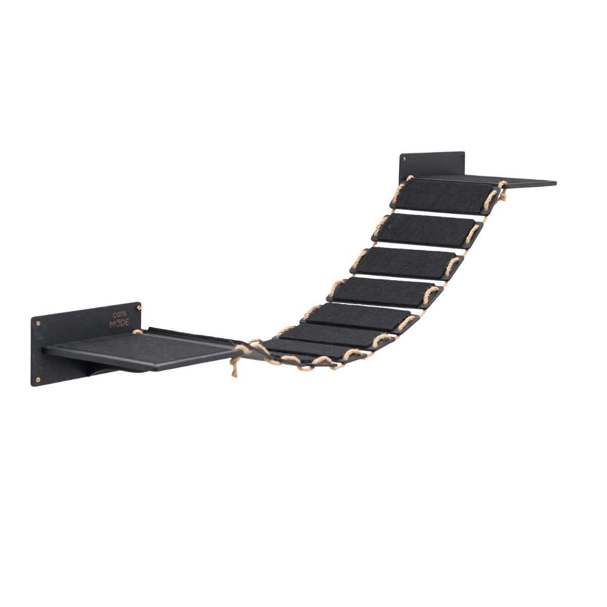 wall mounted cat bridge in black color covered with black felt