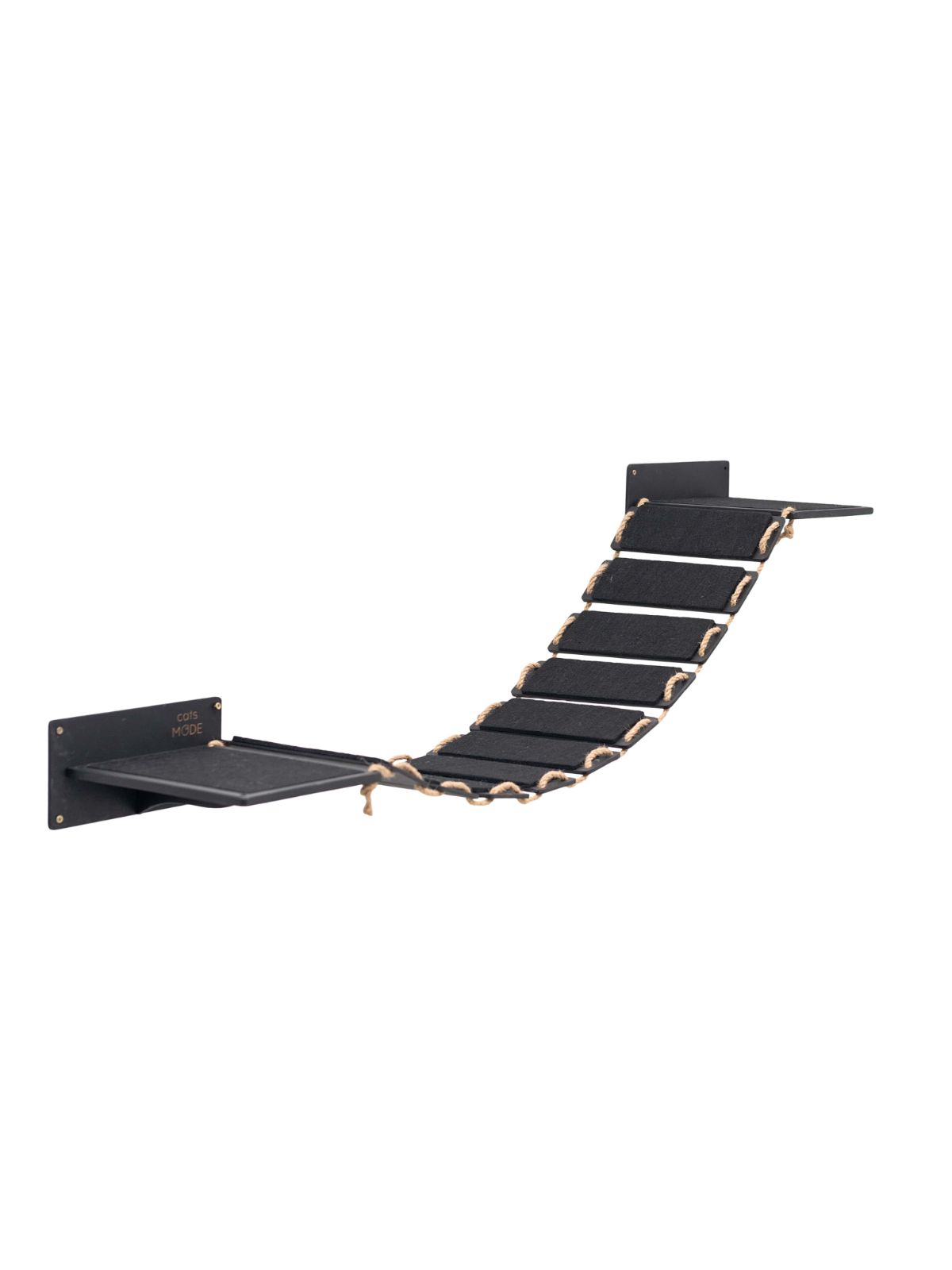 cat wood bridge with rope in black color covered with black felt