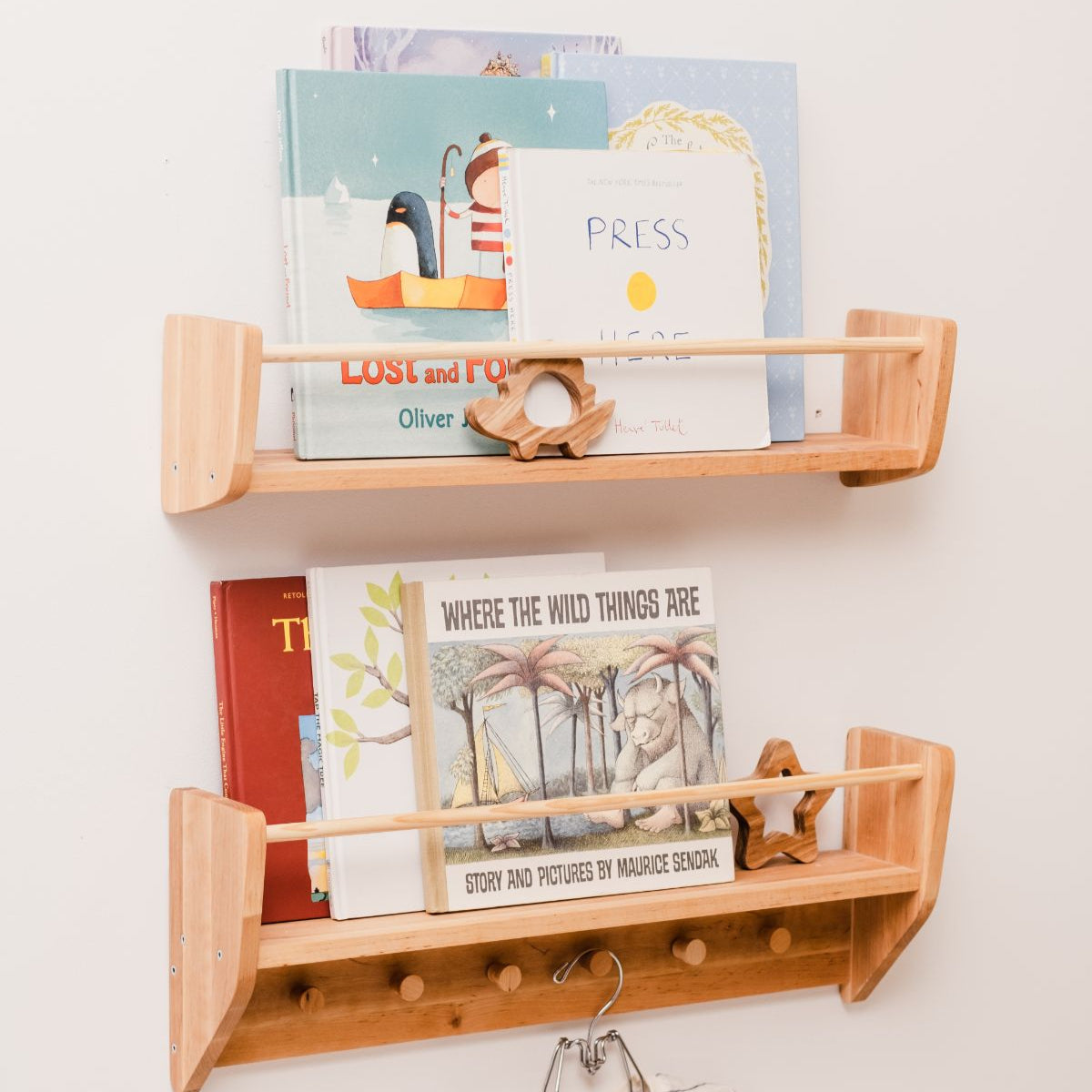 wooden shelf on wall