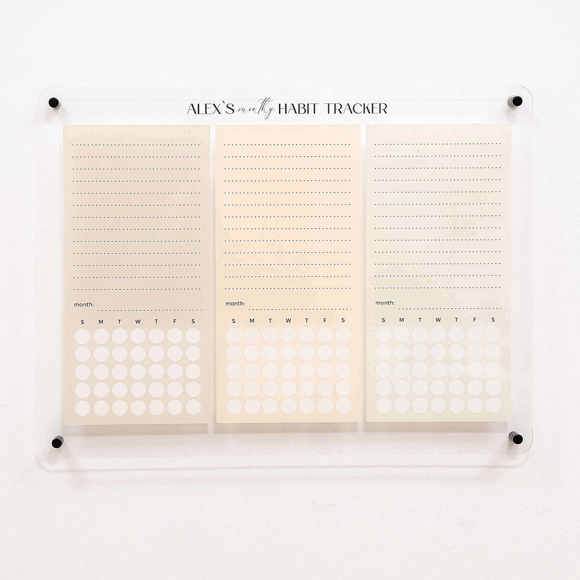 Planificador semanal de comidas de pared de acrílico