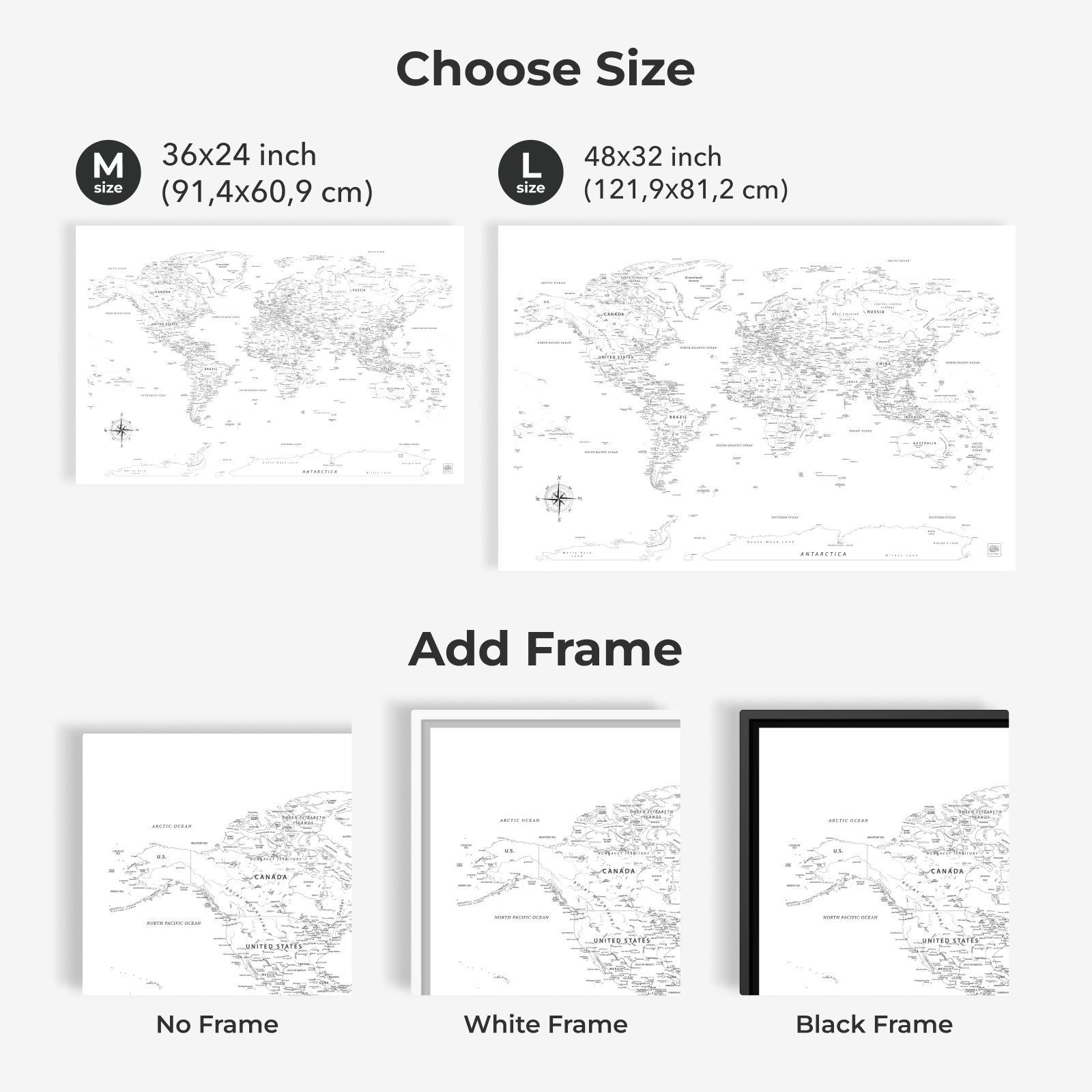 Mapa del mundo sobre lienzo-Onyx