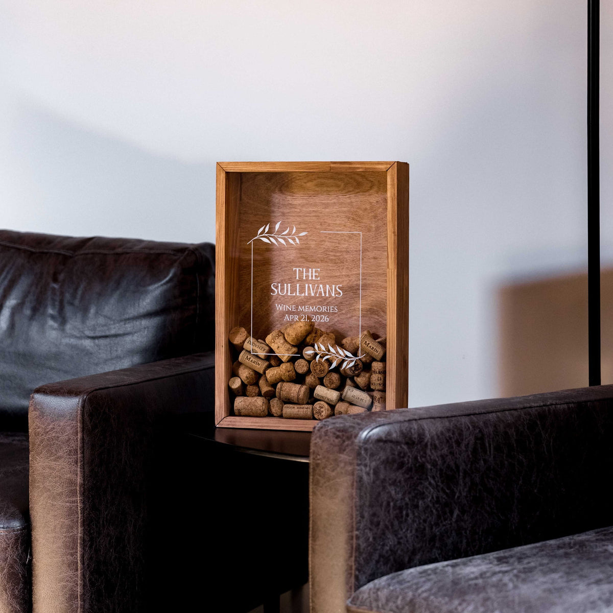 Pine Wine Cork Display Box - Family Name – Laurel Wreath by Enjoy The Wood 